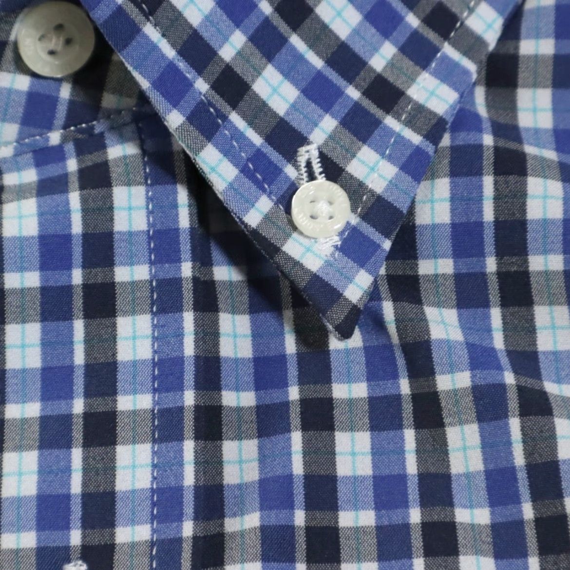 Lands' End Lands End Shirt Blue LT Men’s Gingham Button Down Performance Stretch Long Sleeve Adult LT Shirt Size US L / EU 52-54 / 3 - 6 Thumbnail