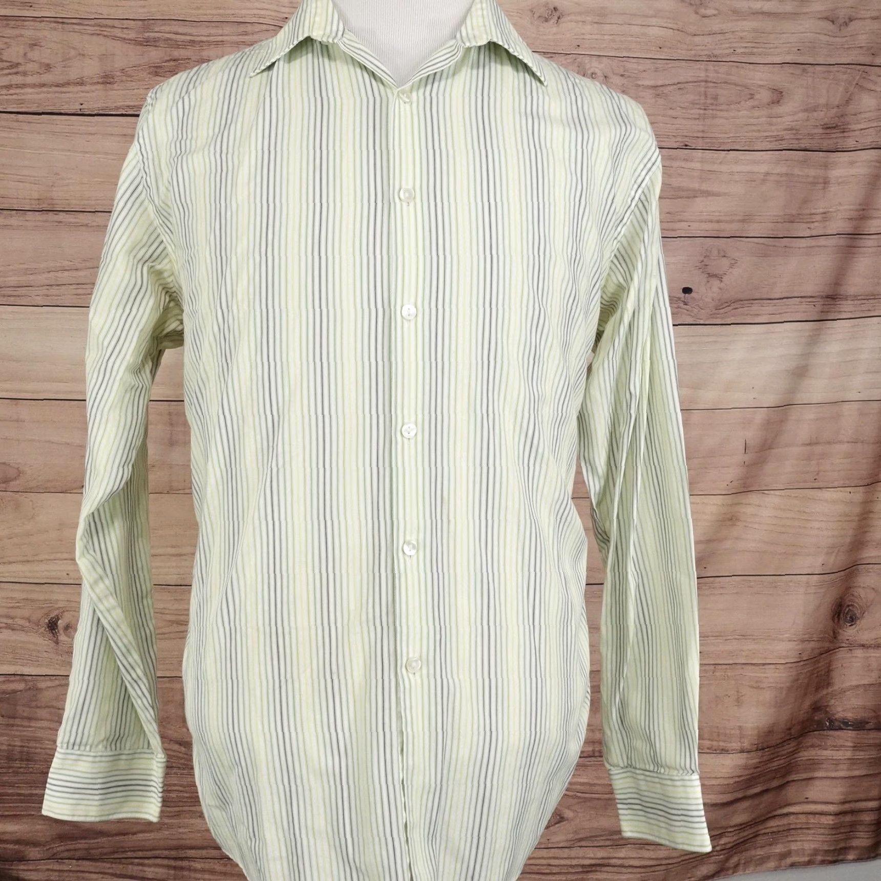 Van Heusen Van Heusen Studio Shirt Mens 16.5 Stripe Button Up White Slim Fit Dress Shirt Size US L / EU 52-54 / 3 - 3 Thumbnail