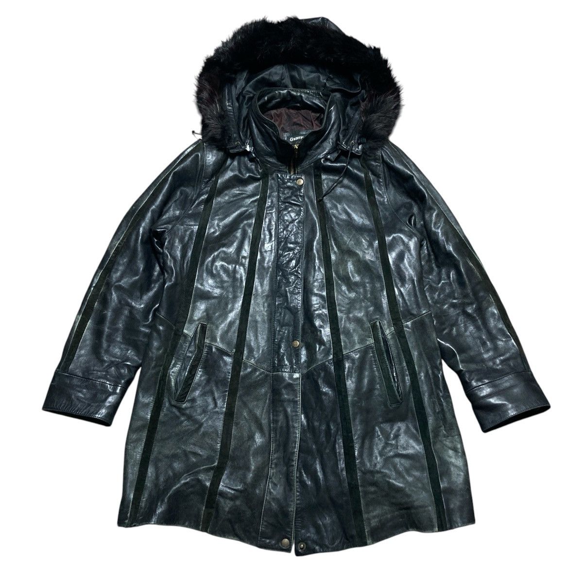Japanese Brand × Vintage Avant garde opium leather hooded cloak/raincoast Size L / US 10 / IT 46 - 1 Thumbnail