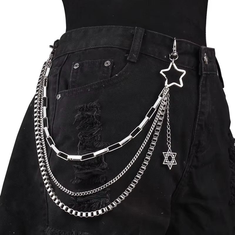 Jewelry Moon Star Skull Charm Belt Waist Chain Multi Layer Size ONE SIZE - 1 Thumbnail