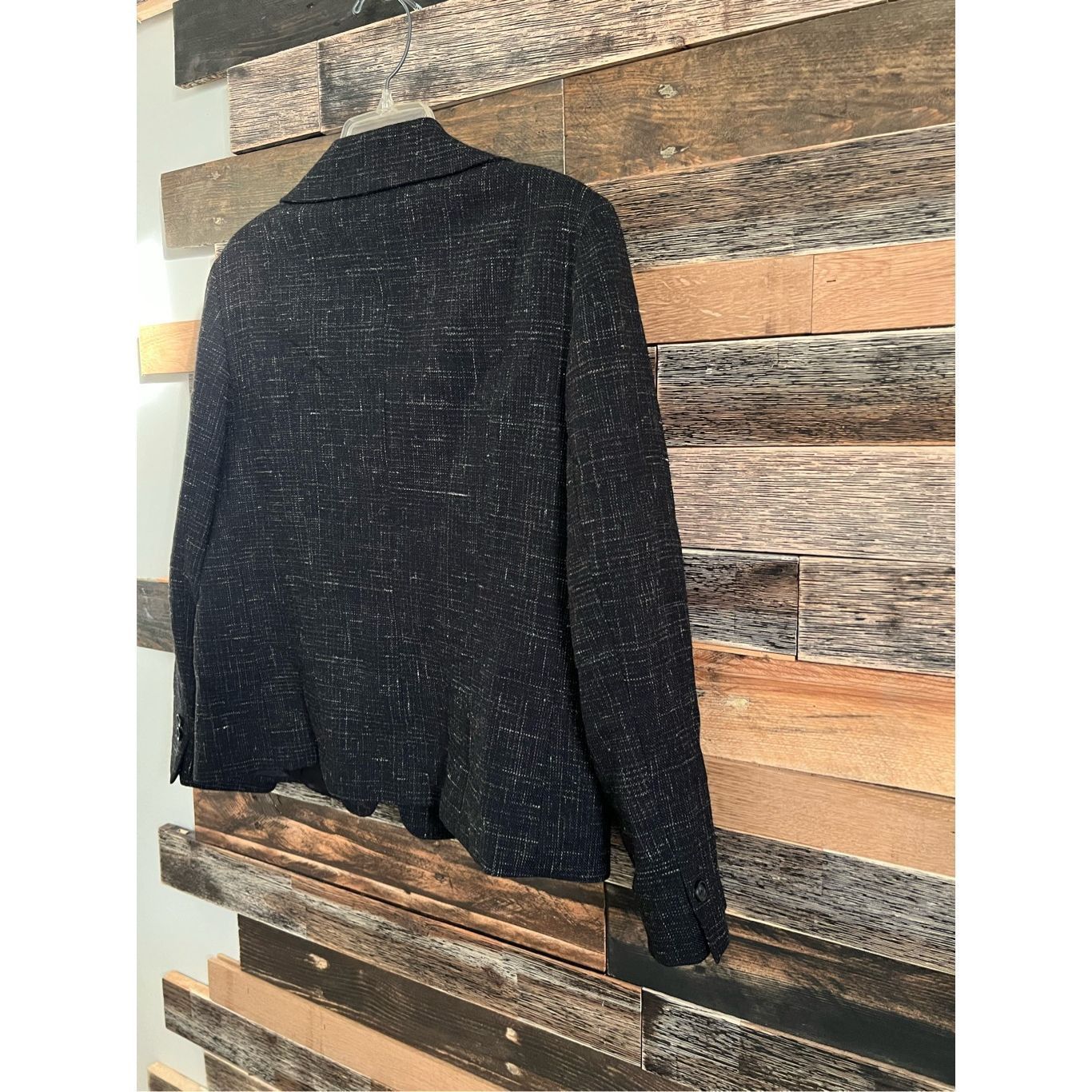 Lafayette 148 Lafayette 148 Black Tweed Folded Collar Alpaca Wool Blend Bl Size XL / US 12-14 / IT 48-50 - 2 Thumbnail