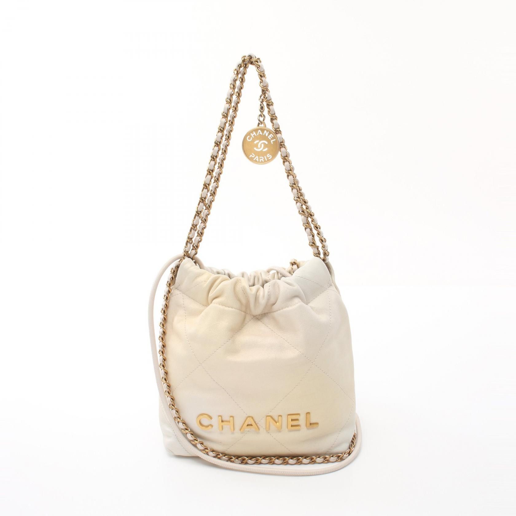 Chanel Chanel Chanel 22 Mini Leather Shoulder Bag Leather Shoulder Bag As3980 in White, Women's