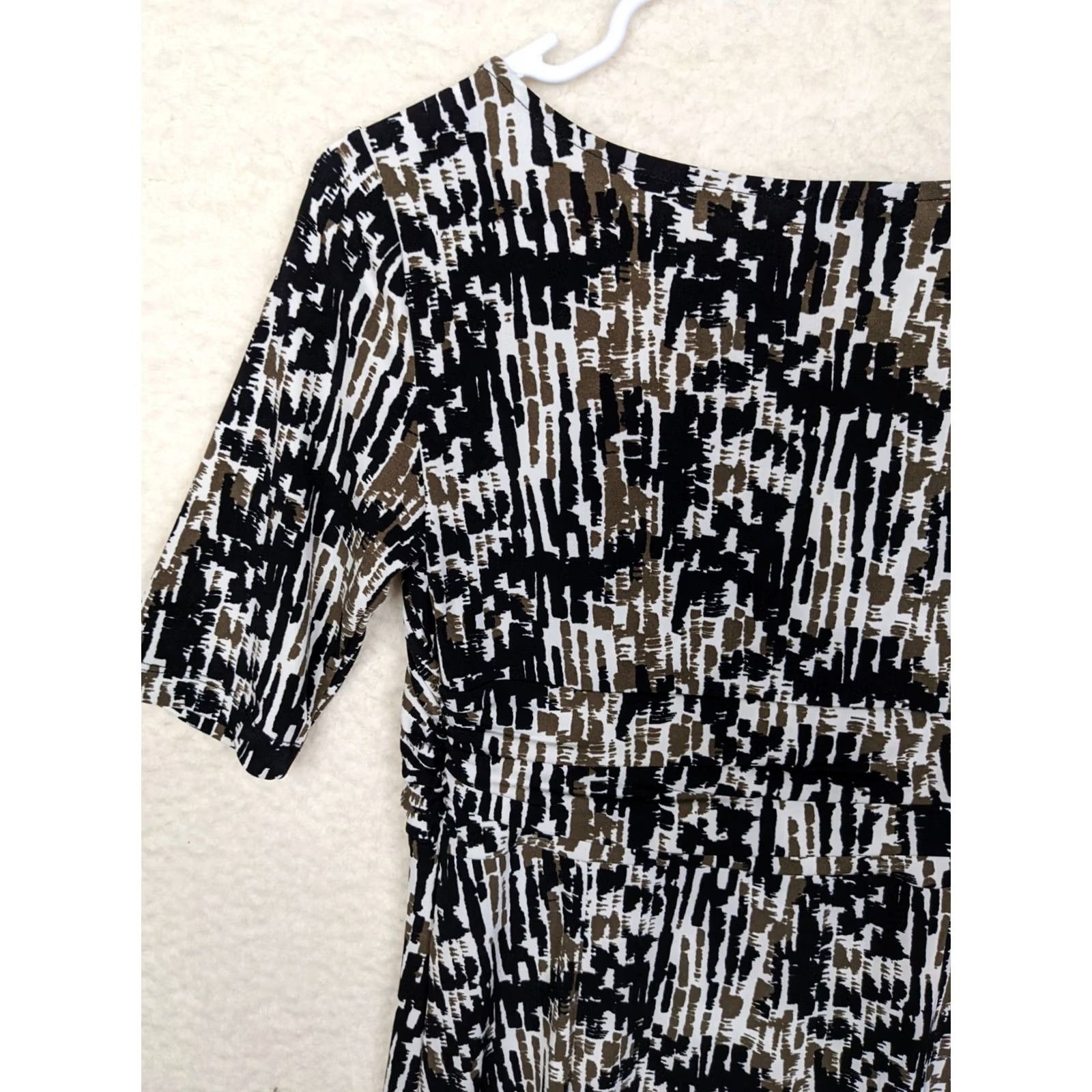 Ann Taylor Ann Taylor Dress Women A-Line Fit & Flare Knee Length Multicolor 0P Petite Round Neck Short Sleeve Button Zip Pattern Solid Casual Business Womens Size XS / US 0-2 / IT 36-38 - 7 Thumbnail