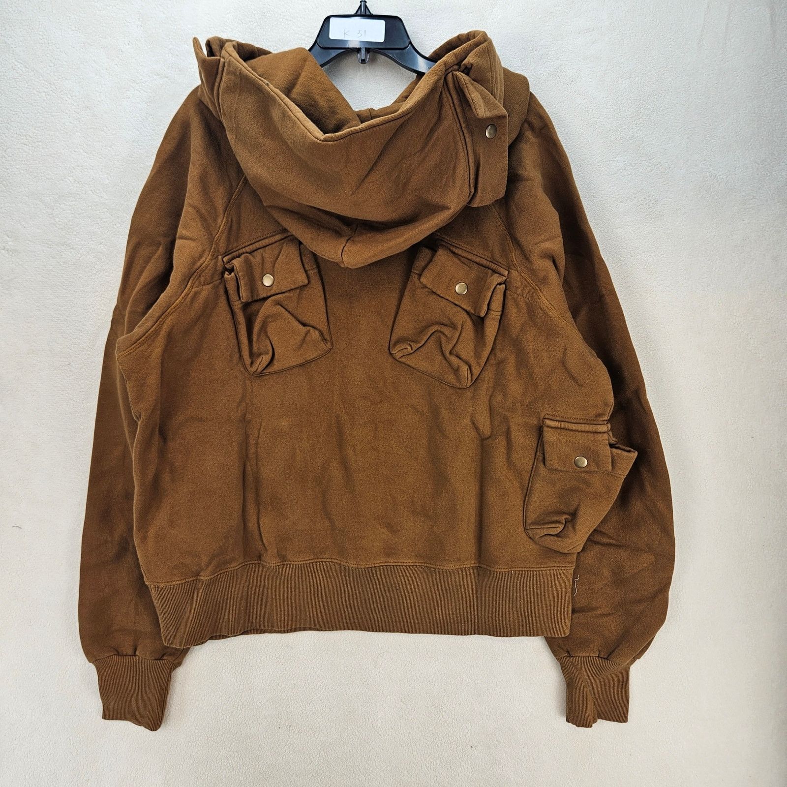 MNML MNML MEN'S MEDIUM BROWN VINTAGE CARGO POCKET PULLOVER HOODIE Size US M / EU 48-50 / 2 - 5 Thumbnail