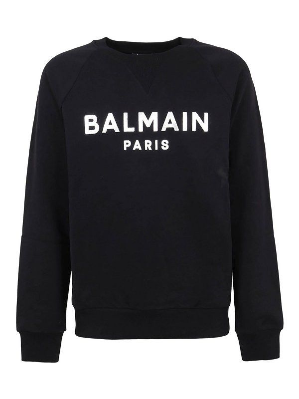 Balmain o1s1wg110925 Logo Print Sweatshirt in Black Size US XL / EU 56 / 4 - 1 Thumbnail