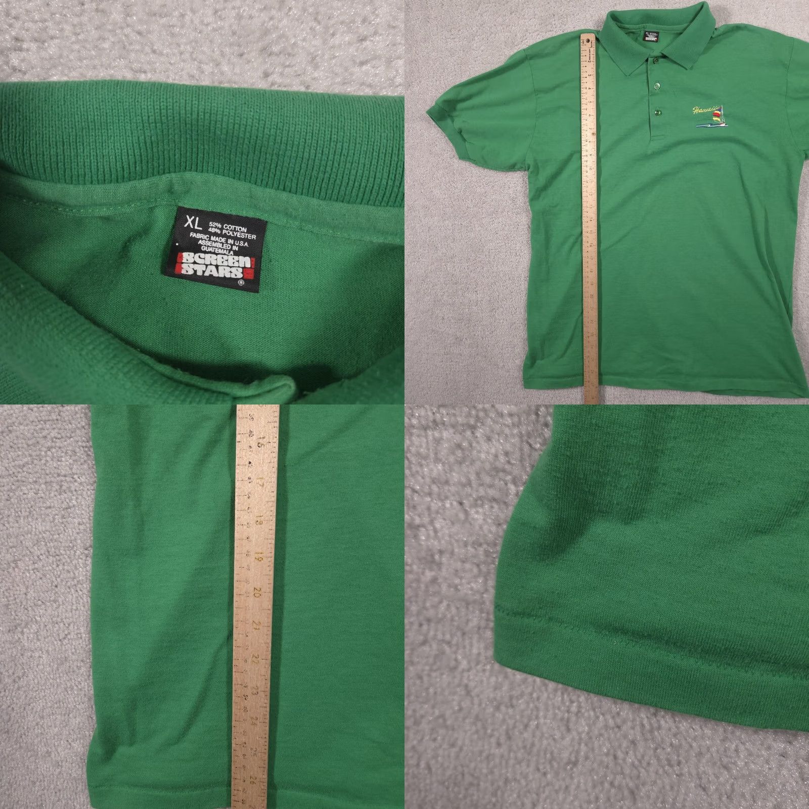 Vintage Vintage Screen Stars Polo Shirt Mens XL Green Hawaii Sailboat Embroidered 90s Size US XL / EU 56 / 4 - 8 Thumbnail
