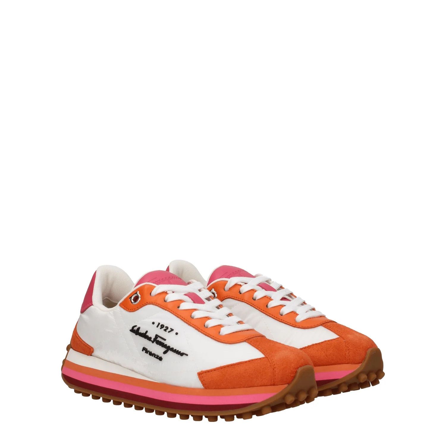 Salvatore Ferragamo ob1o1e1224 Fabric Sneakers in White Orange Size US 5 / IT 35 - 2 Thumbnail