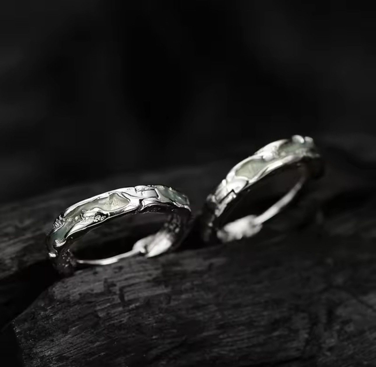 Jewelry × Vintage Geometric Texture 925 Sterling Silver Plated Green Size ONE SIZE - 3 Thumbnail