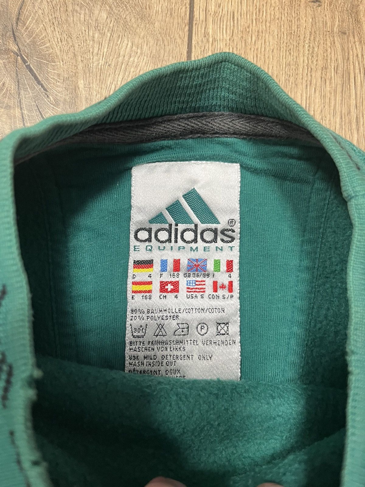 Adidas × Vintage 90s Vintage Adidas Equipment Green Crewneck Sweatshirt Size US M / EU 48-50 / 2 - 7 Thumbnail