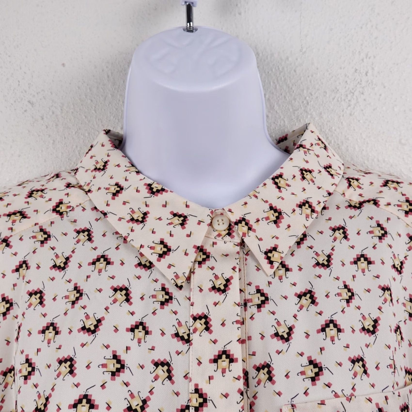Reiss Reiss Pia Cream Geometric Printed Popover Viscose Shirt Blouse Size US 12 Size XL / US 12-14 / IT 48-50 - 5 Thumbnail