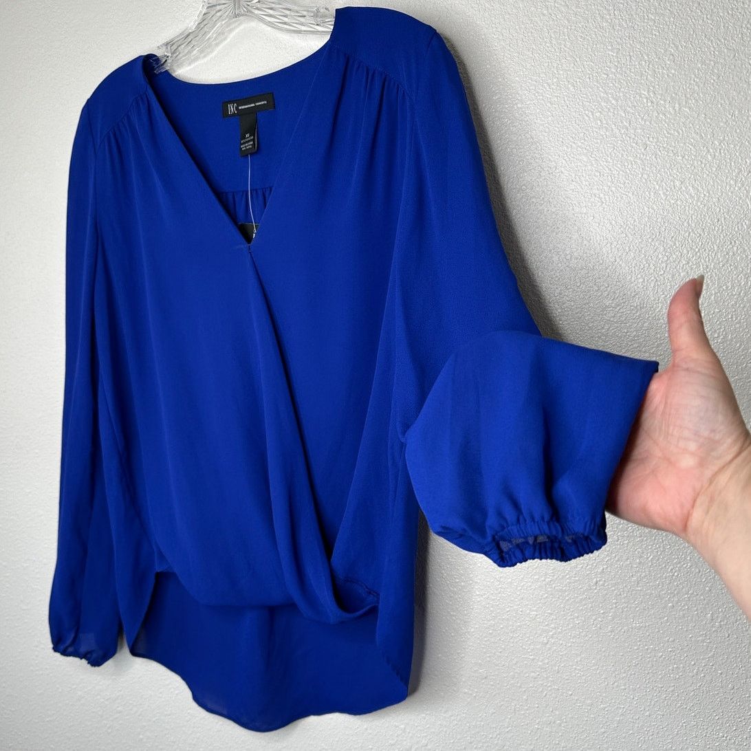 Other NWT INC Blue VNeck Faux Wrap Long Sleeve High-Low Blouse XS Size XS / US 0-2 / IT 36-38 - 5 Thumbnail
