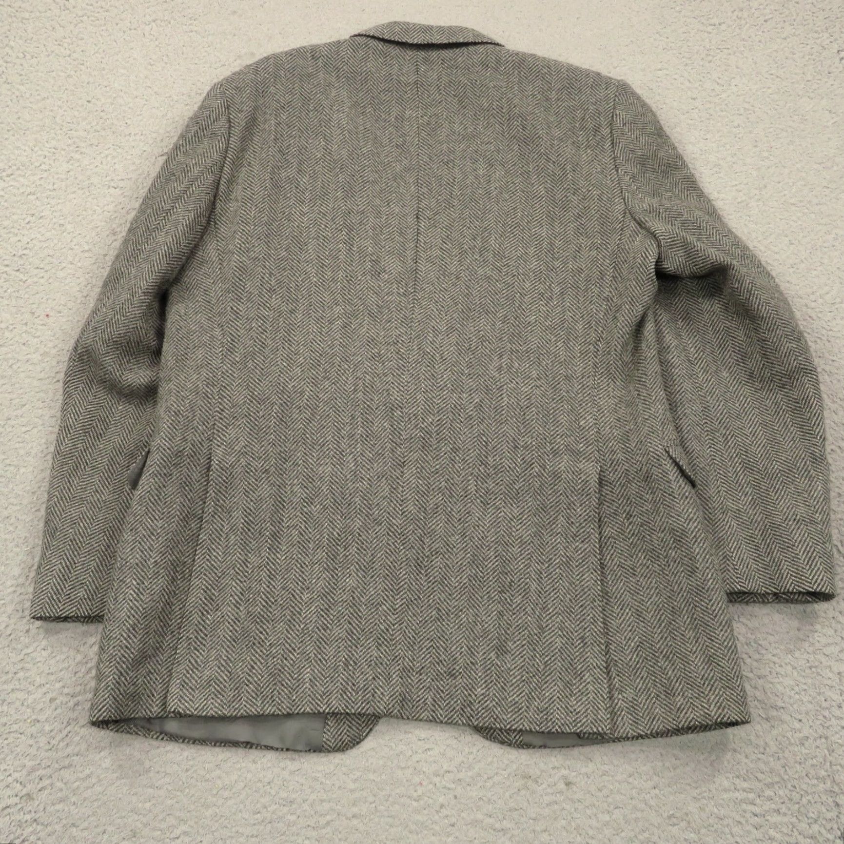 Vintage VINTAGE Bunratty Tweed Sport Coat 42R Irish Wool Herringbone Grey Jacket Blazer Size 42R - 6 Thumbnail