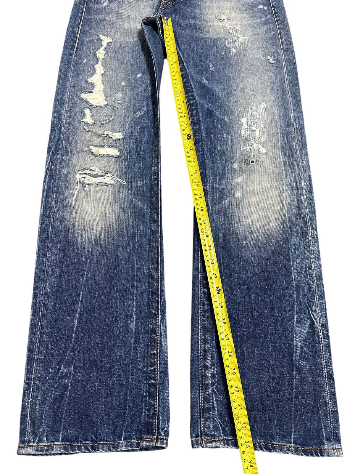 Designer Vintage Replay Blue Wash Style Distressed Loose Jeans Size US 33 - 14 Thumbnail