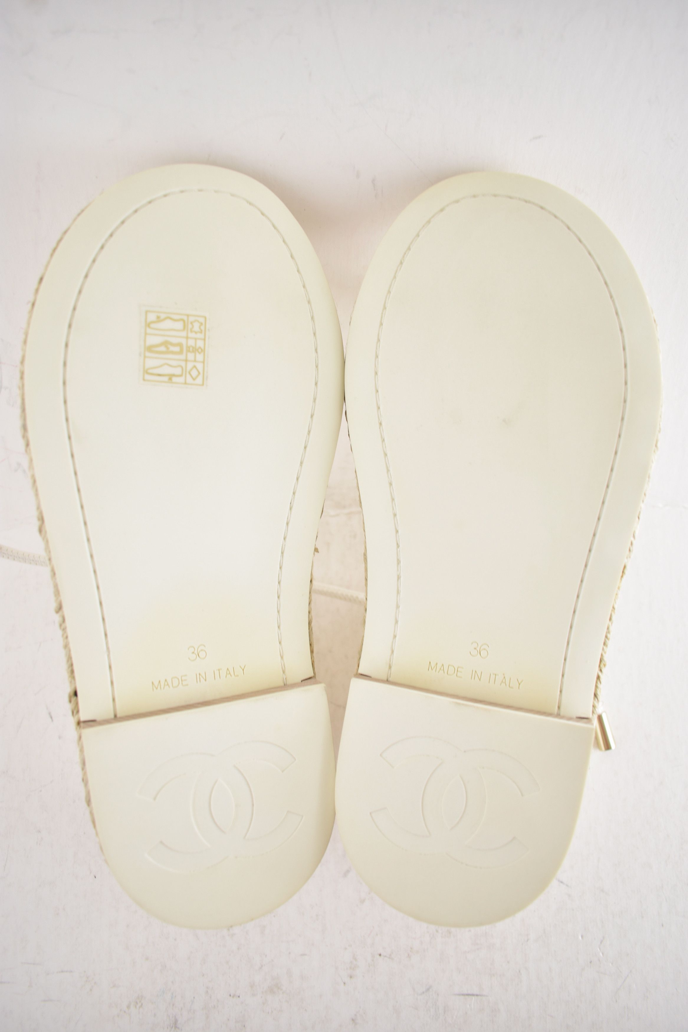 Chanel 20S CC Logo Mules Lace Up Tie Sandal Espadrille Flat 36 Size US 6 / IT 36 - 21 Thumbnail