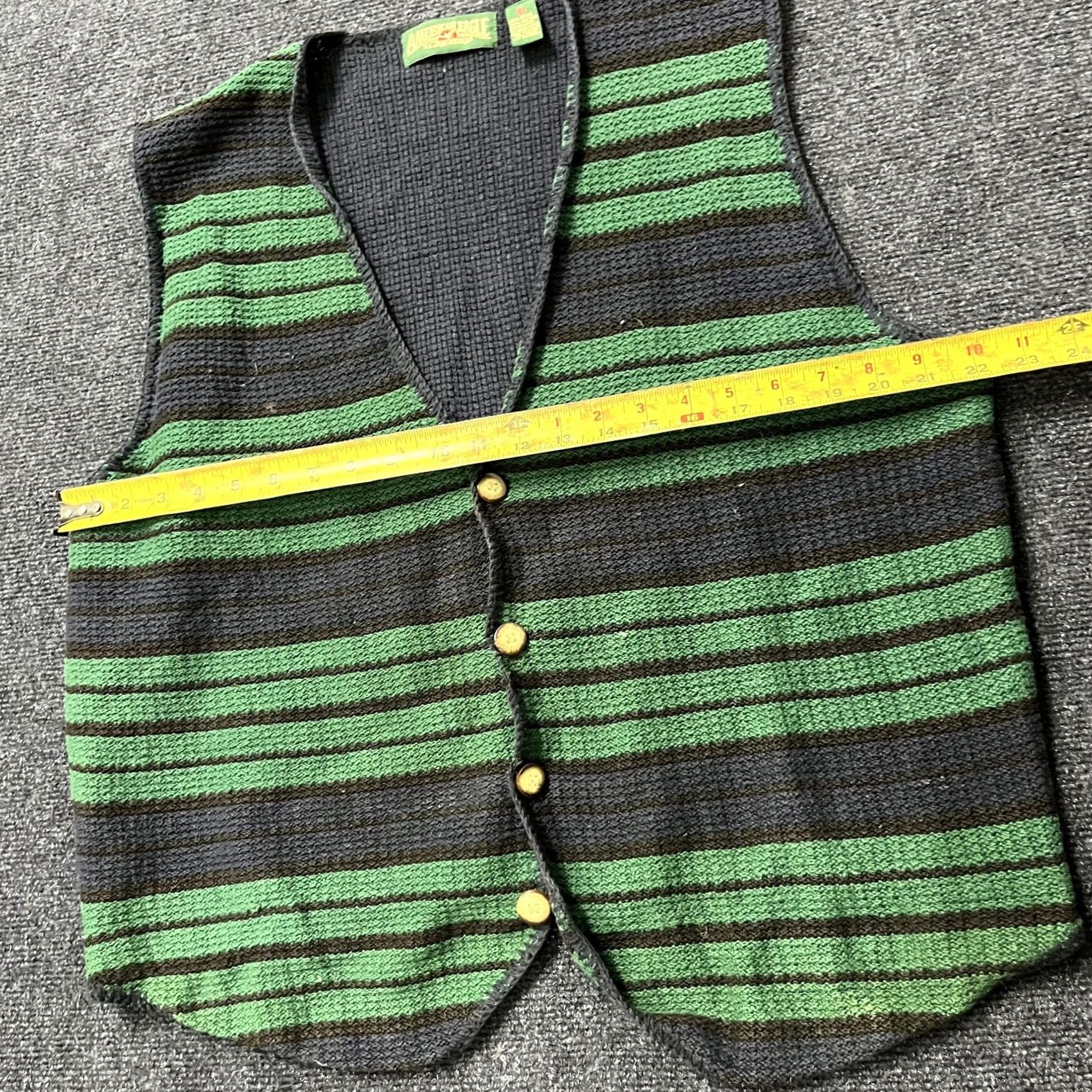 American Eagle Outfitters VINTAGE American Eagle Sweater Vest Mens XL Green Black Striped Knit Ramie 90s Size US L / EU 52-54 / 3 - 7 Thumbnail