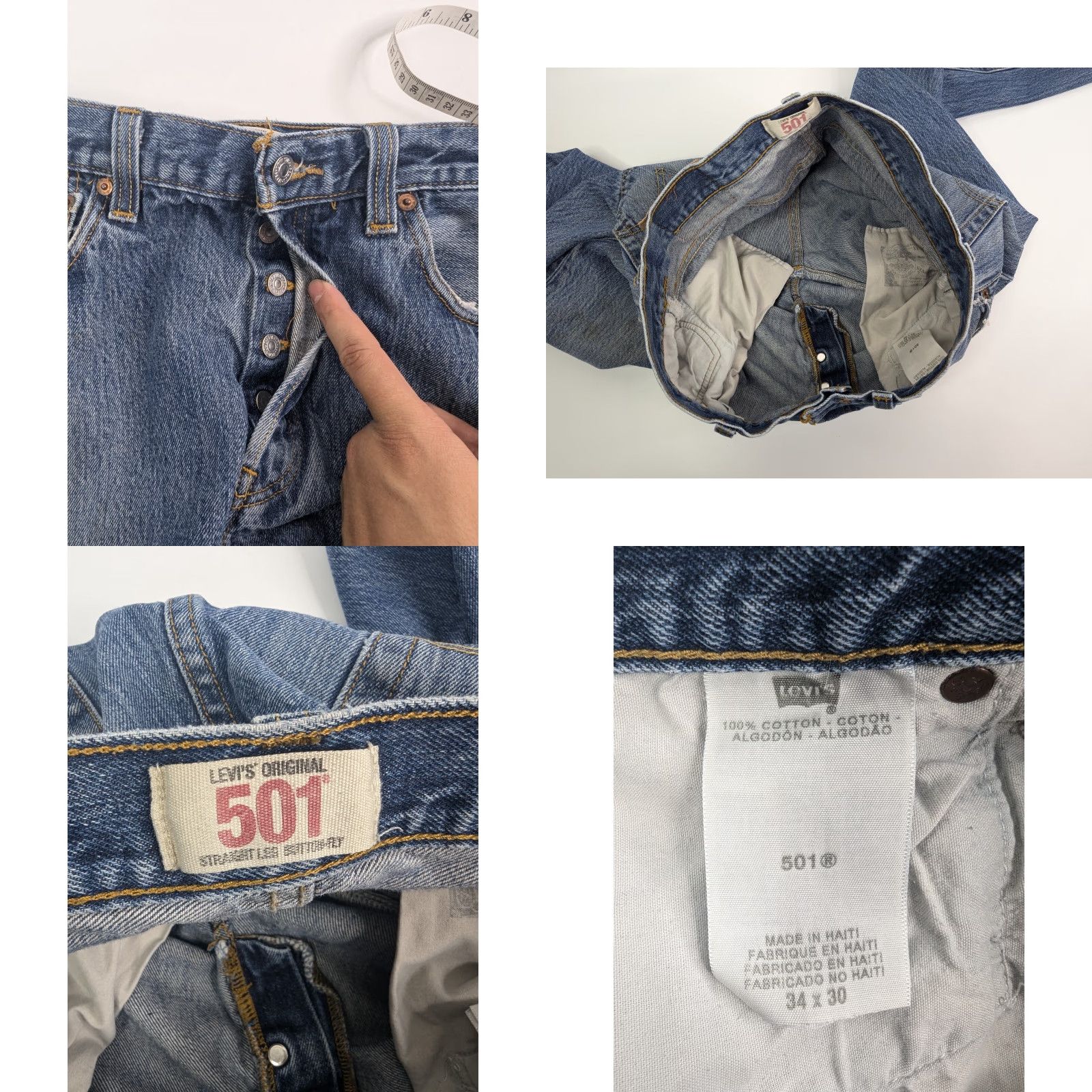 Levi's VINTAGE Levi's 501 XX Jeans Button Fly Straight Leg Mens 33 Blue Cotton Regular Stain Distressed 29 Inseam Size US 33 - 9 Thumbnail
