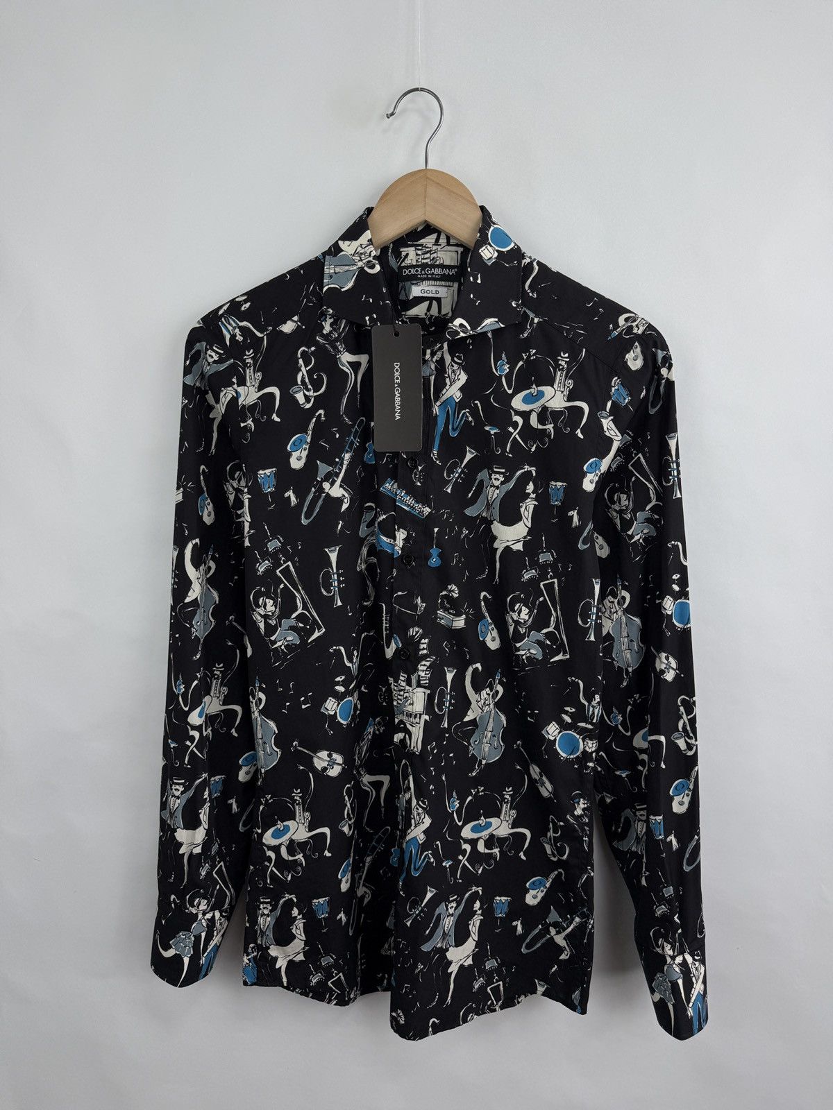 Dolce & Gabbana 🇮🇹❗️NEW Dolce Gabbana Gold Shirt Jazz Print Made in Italy Size US S / EU 44-46 / 1 - 6 Thumbnail