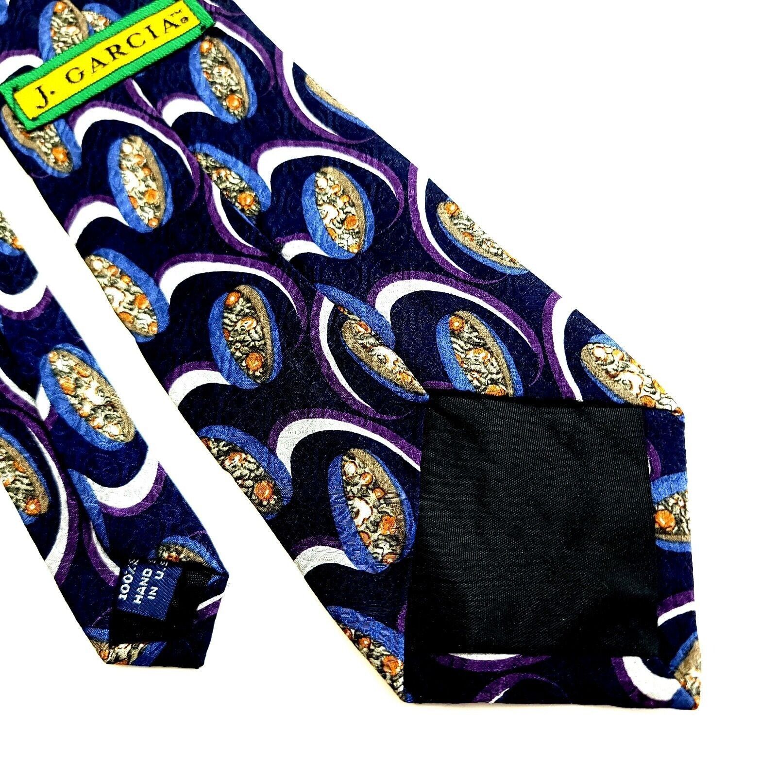 Grateful Dead J. Garcia Blue Purple Abstract Jacquard Print Silk Tie Size ONE SIZE - 5 Thumbnail