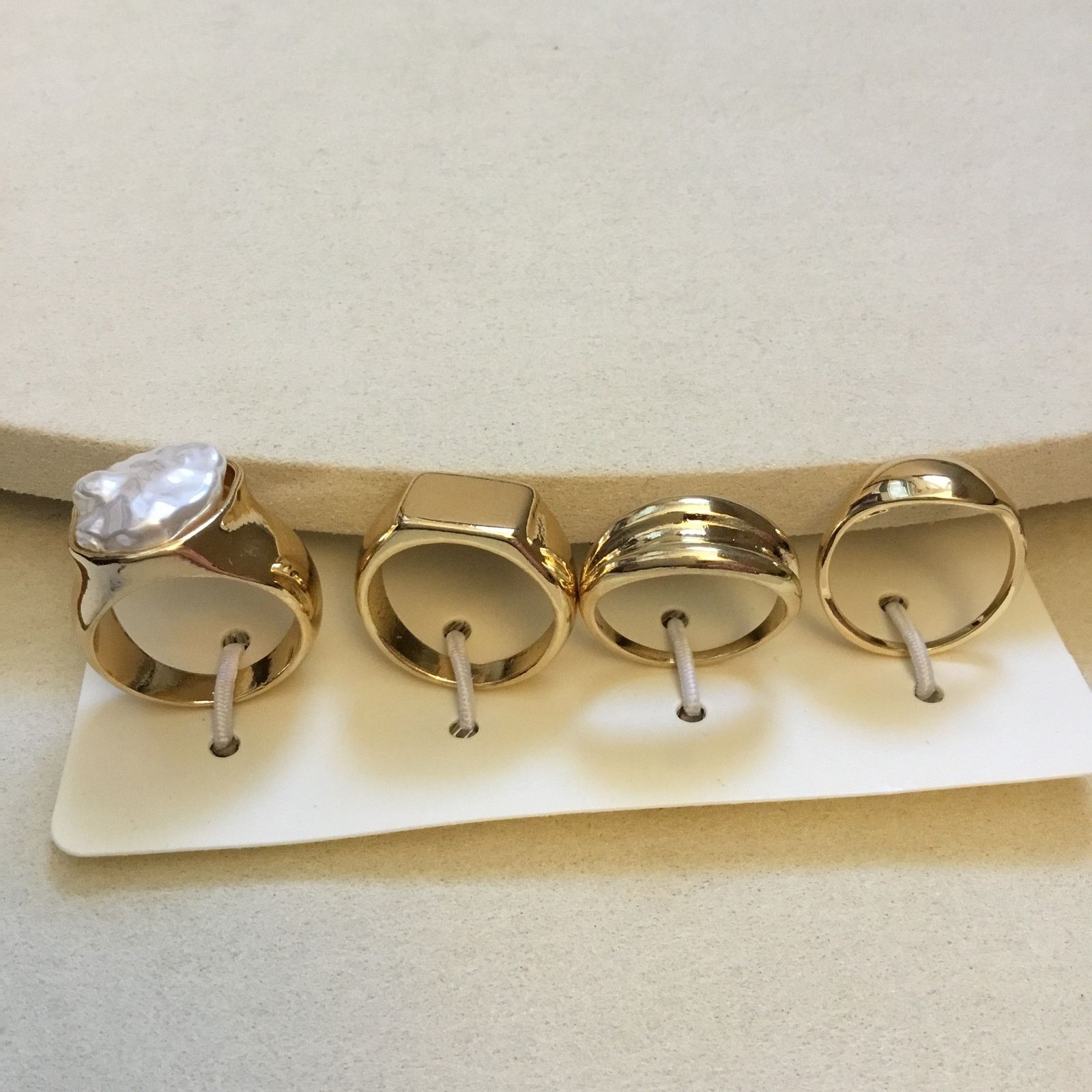 Other Gold Metallic Pearl Ring Set - Set of 4 Size ONE SIZE - 5 Thumbnail