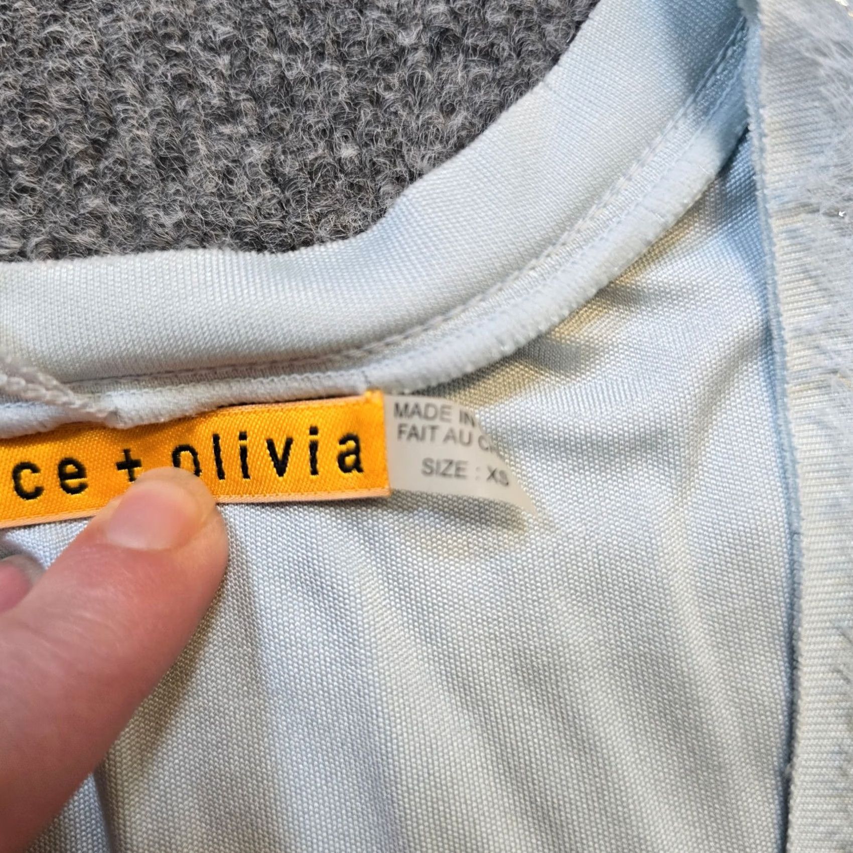 Alice + Olivia Alice + Olivia Dress Women XS Blue Silk Sheath Fitted Stretch Casual Beachy Knit Short Sleeveless Round Neck Pullover Pattern Solid Designer Size XS / US 0-2 / IT 36-38 - 5 Thumbnail