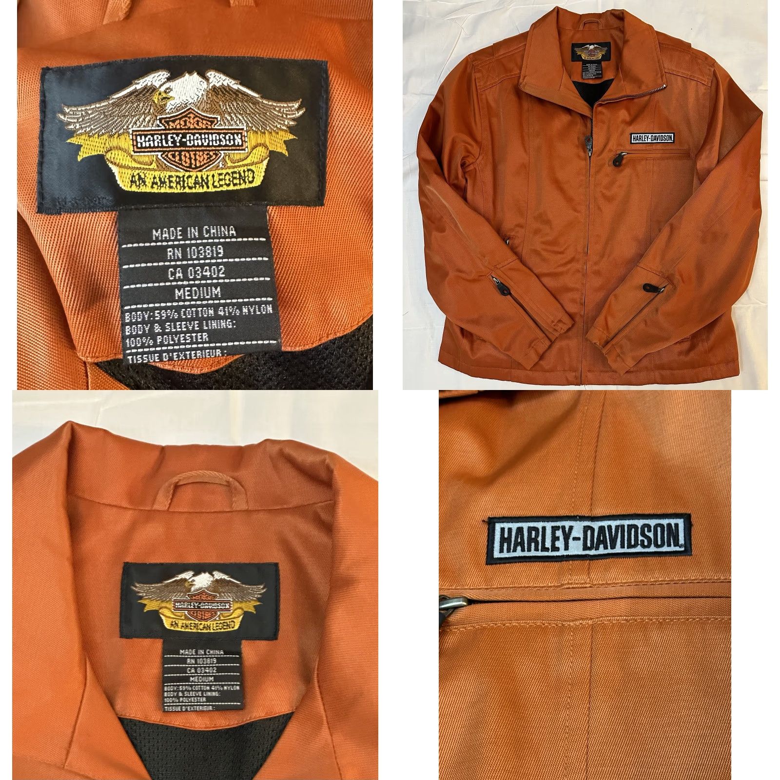 Harley Davidson Harley-Davidson Motorcycle Jacket Women's M Orange Cotton Nylon Weave Full Zip Logo Back Modern Softshell Zip Pockets Size M / US 6-8 / IT 42-44 - 8 Thumbnail