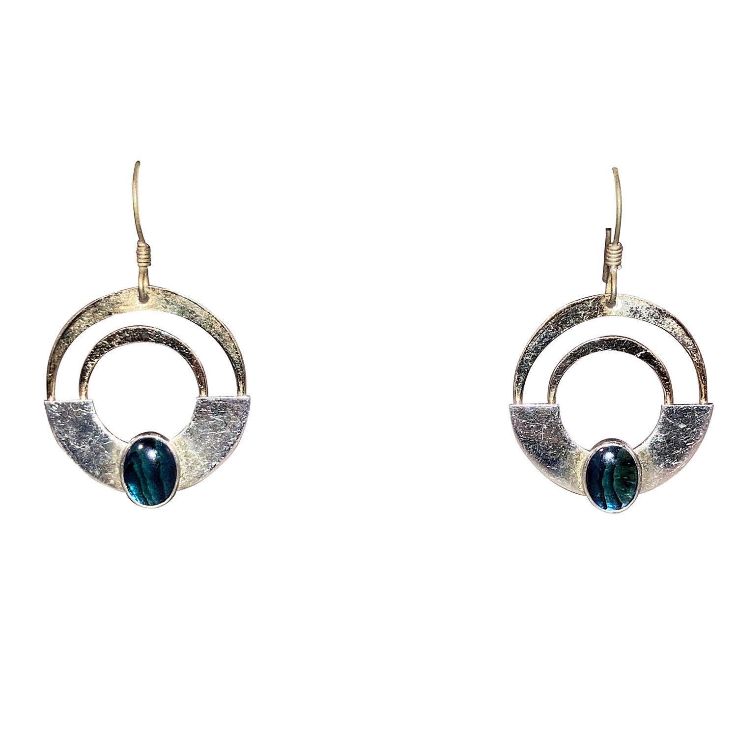 Sterling Silver Sterling Gold Filled Shell Cabochon Dangle Earrings Size ONE SIZE - 2 Thumbnail
