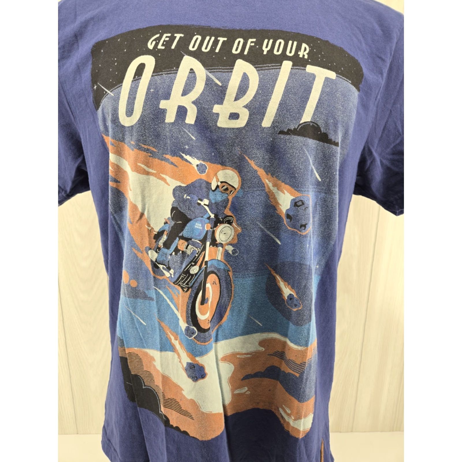 Penfield Royal Enfield T-Shirt Orbit Men's XL Blue Short Sleeve Crew Neck Logo Embroidered Graphic Print Vintage Theme Motorcycle Classic Shirt Mens XL Blue Size US XL / EU 56 / 4 - 3 Thumbnail