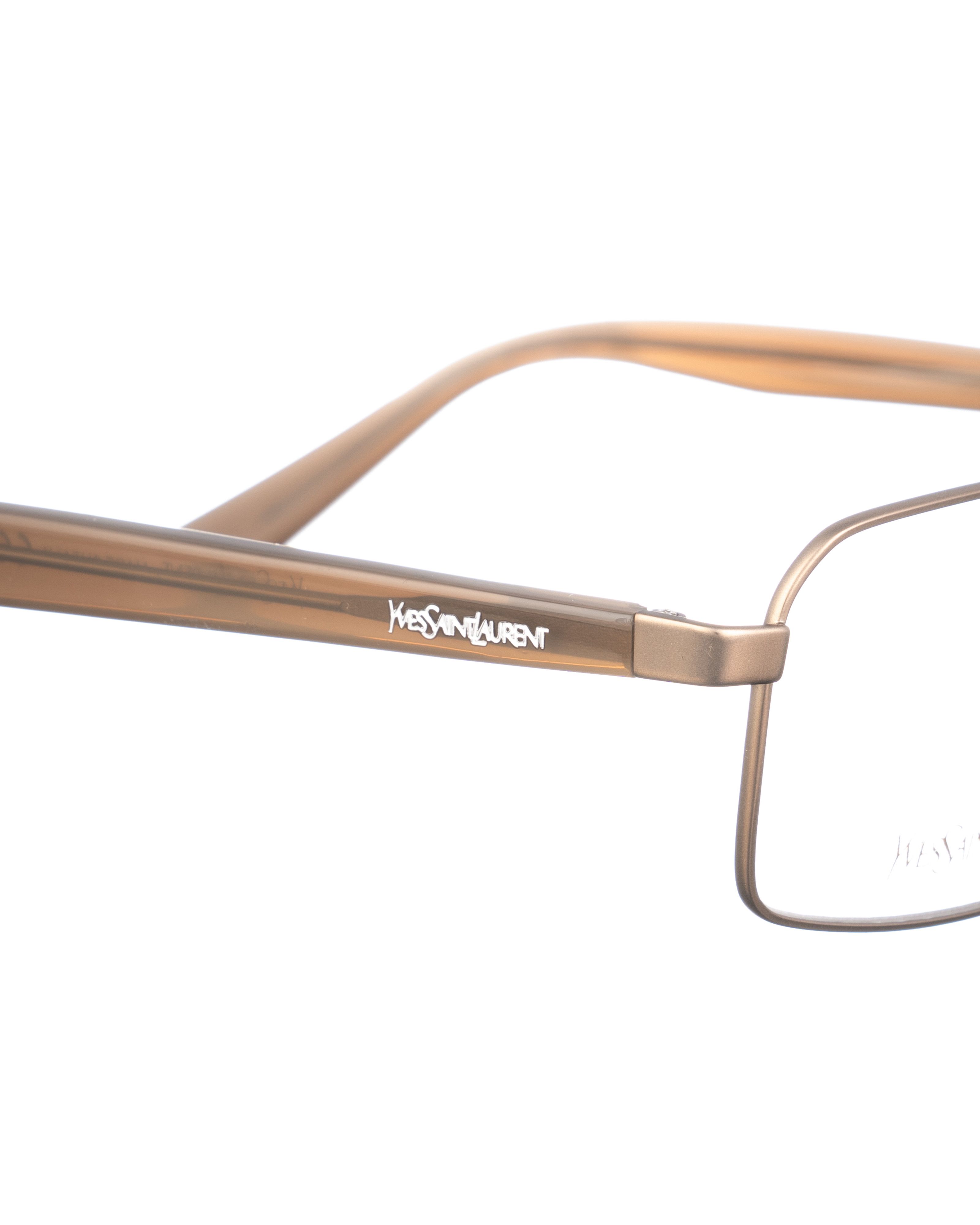 Saint Laurent Paris Yves Saint Laurent 00s Brown & Matte Metallic Glasses Size ONE SIZE - 1 Thumbnail