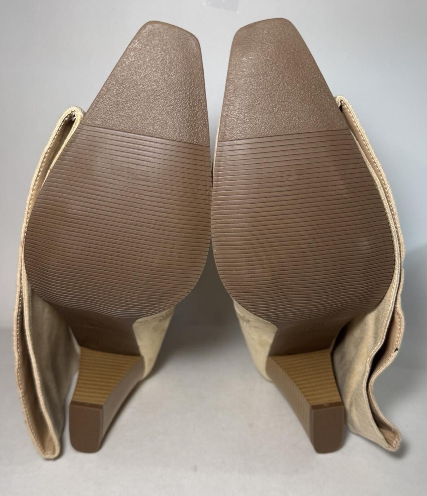 Other Pointed Toe Knee High Faux Suede Chunky Boot with Zipper Tan Size US 11 / IT 41 - 5 Thumbnail