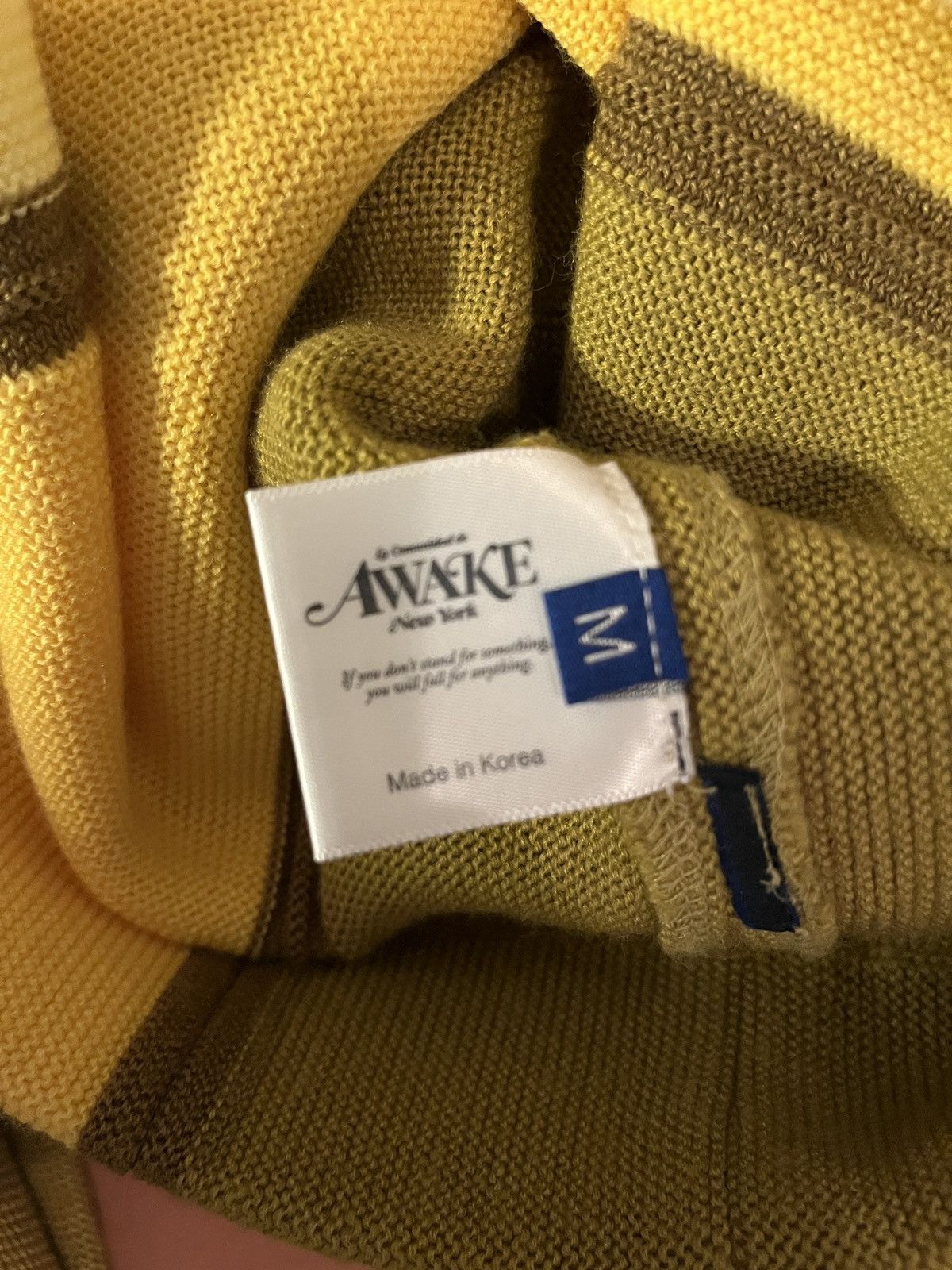 Awake NY Wool stripped cardigan yellow