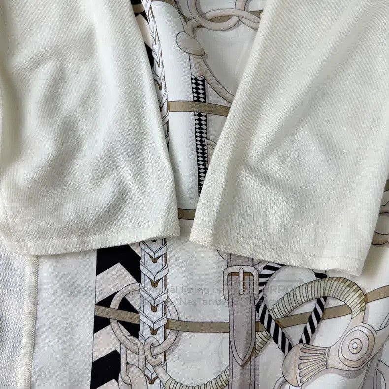 Hermes Hermes White and beige patchwork mid-sleeve for ladies Size XS / US 0-2 / IT 36-38 - 6 Thumbnail