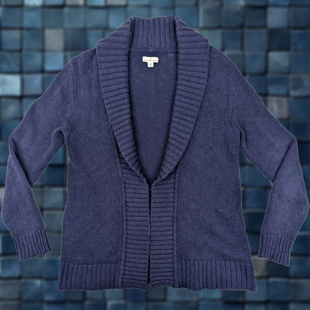 Vintage L.L. Bean Signature Cardigan Women XS Blue Cotton Knit Open Front Ribbed Sweater Size XS / US 0-2 / IT 36-38 - 1 Thumbnail