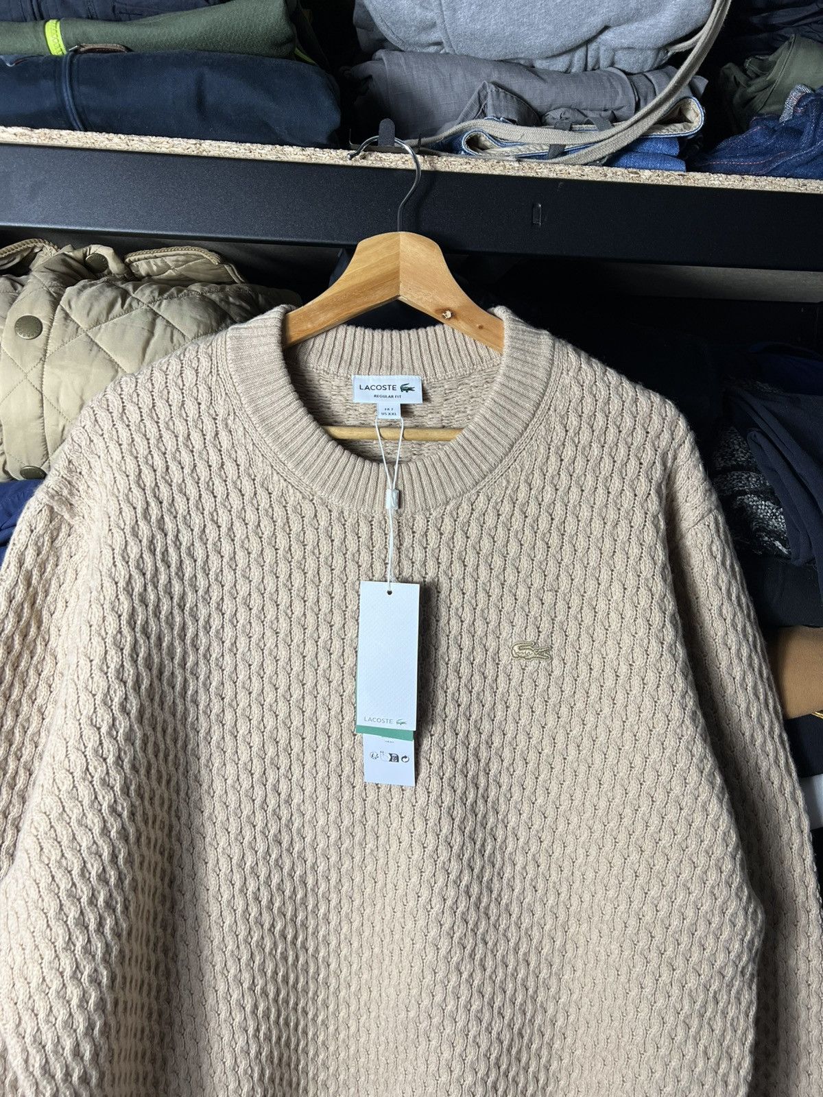 Lacoste 🔥 Lacoste Cable Knit Wool Sweater — FR 7 / XXL Size US XXL / EU 58 / 5 - 6 Thumbnail