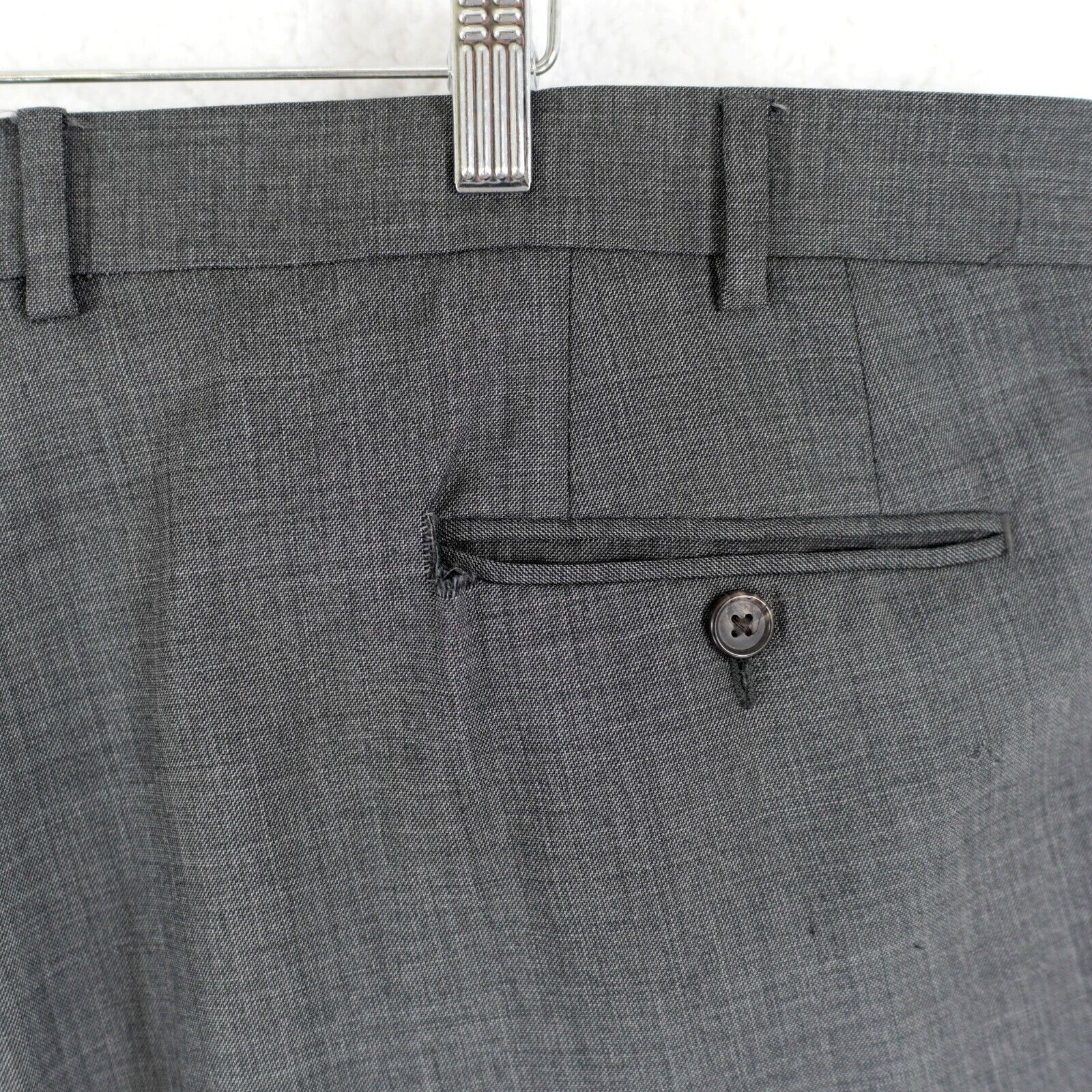 Lauren Ralph Lauren DAMAGED Lauren Ralph Lauren Gray Blue Shakskin Wool Flat Fro Size 44R - 6 Thumbnail