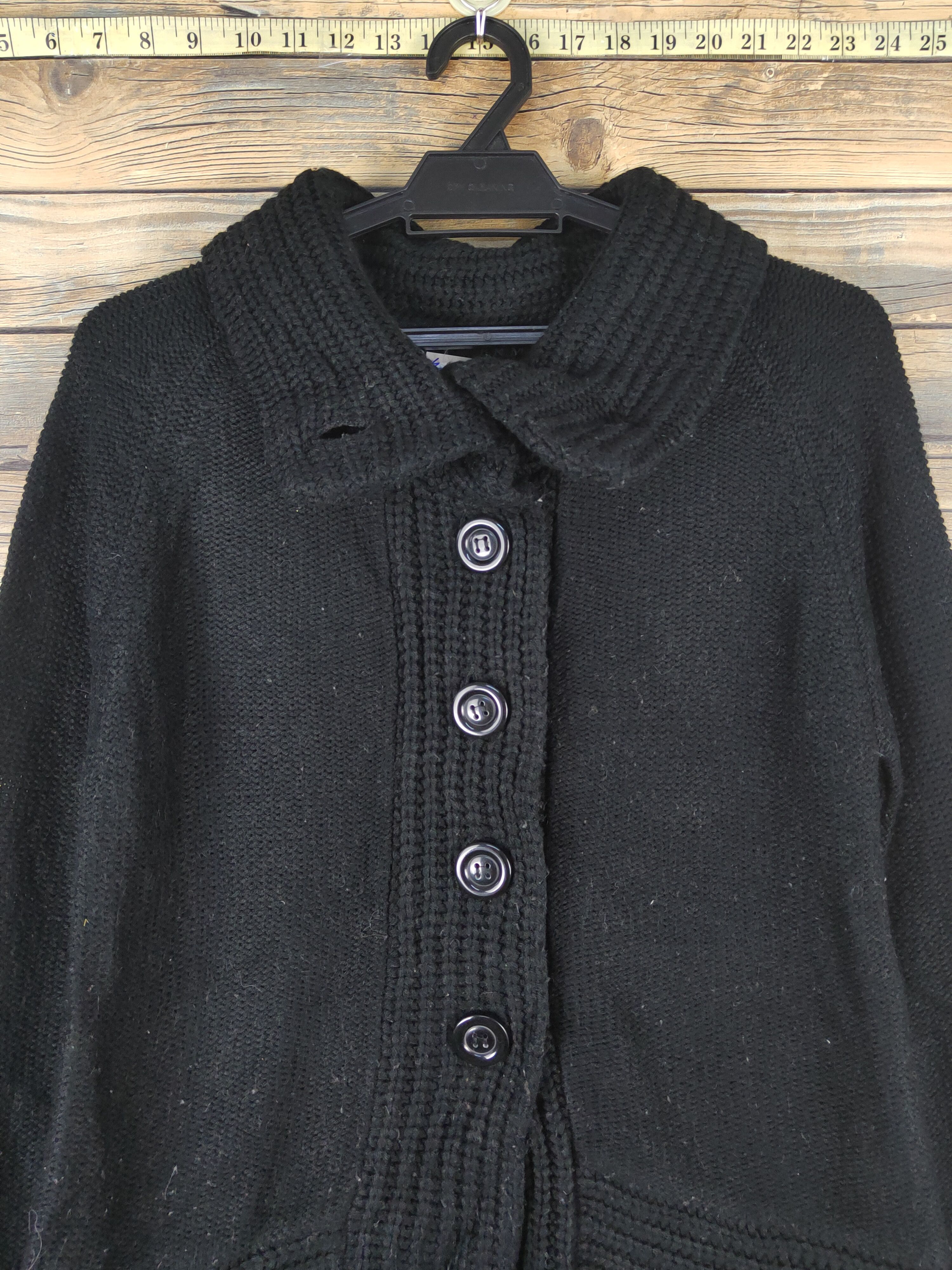 Japanese Brand B.K.M.S Black Knitwear Cardigan #W1509 Size M / US 6-8 / IT 42-44 - 2 Thumbnail