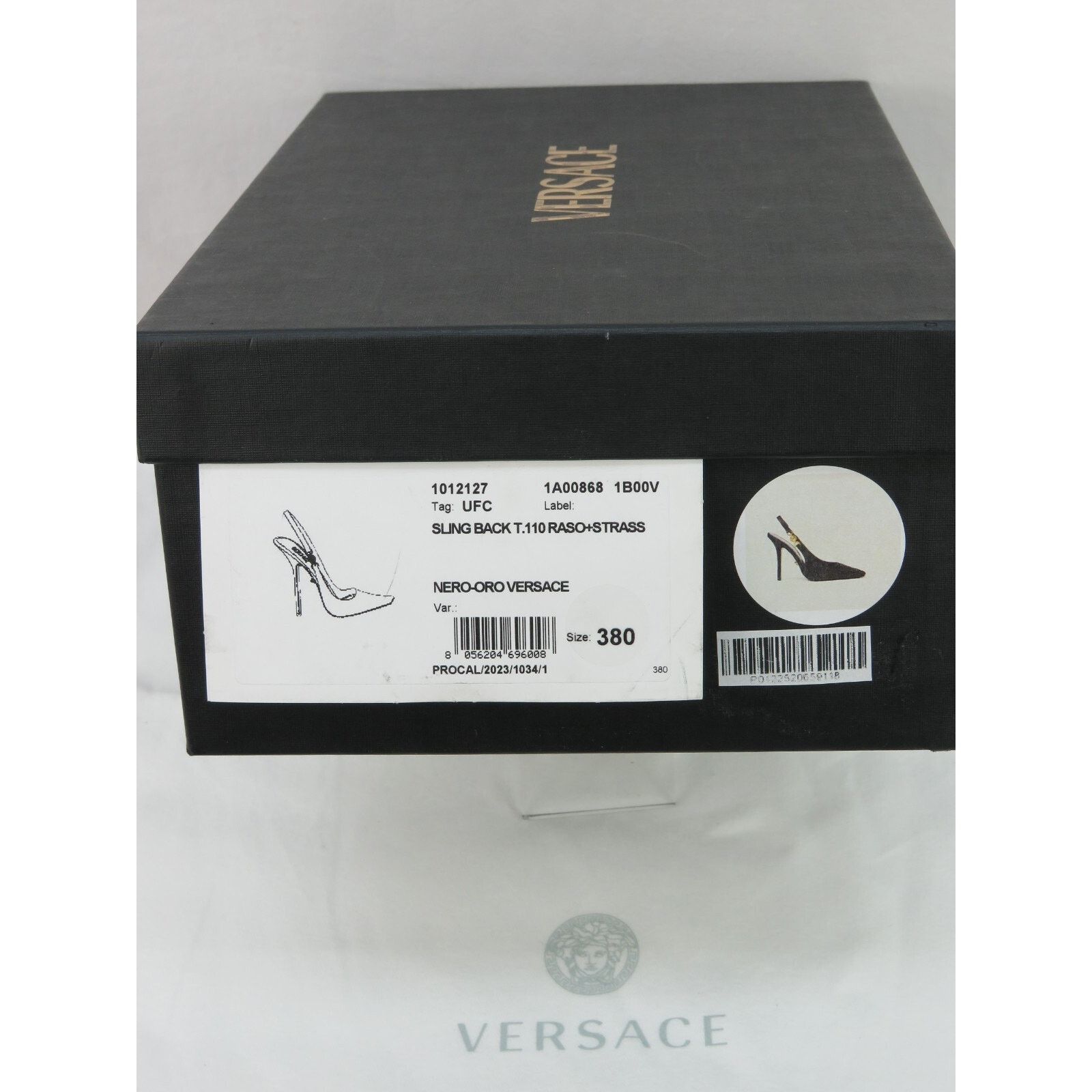 Versace VERSACE BLACK SUEDE GOLD MEDUSA CRYSTALS SANDALS PUMPS 38 IT Size US 8 / IT 38 - 12 Thumbnail
