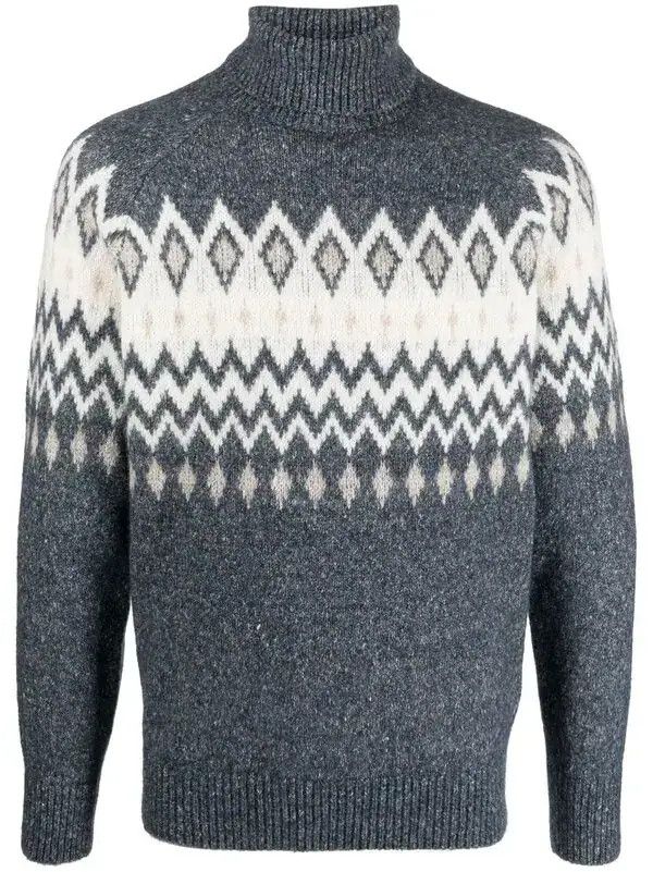 Brunello Cucinelli o1y0526 Turtleneck Sweater in Multicolor Size US L / EU 52-54 / 3 - 1 Thumbnail