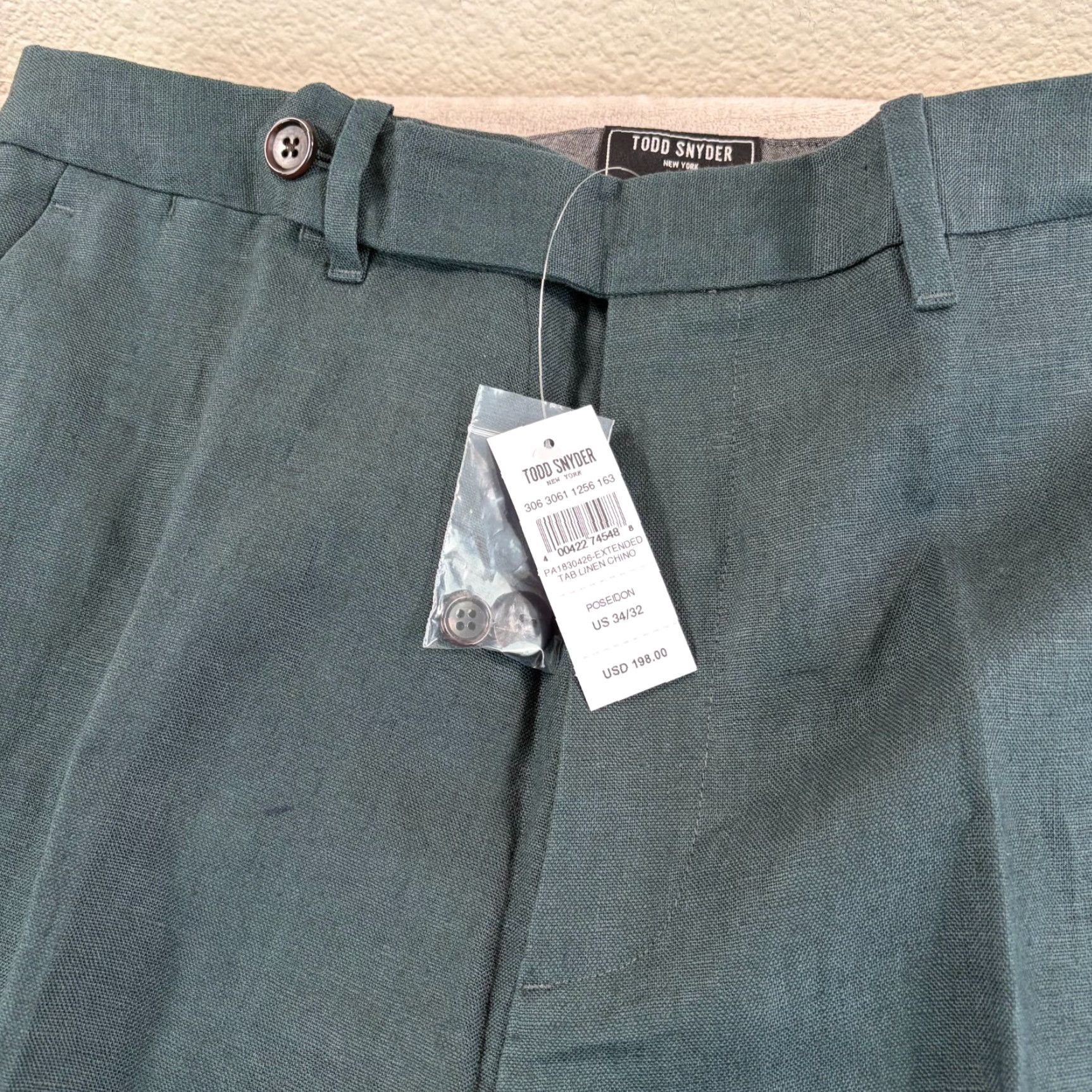Todd Snyder Todd Snyder Pants in Poseidon 100% Linen Straight Fit 34x32 NWT Button Zip Classic Dress Trousers Men Size US 34 / EU 50 - 3 Thumbnail