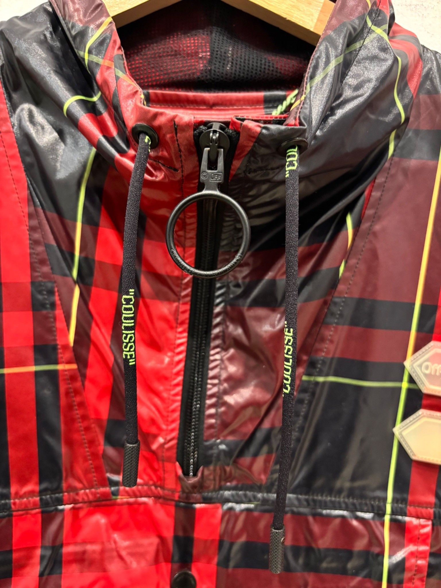 Off-White Off-White Checked Half Zip Anorak Red/Black/Green Size US L / EU 52-54 / 3 - 5 Thumbnail