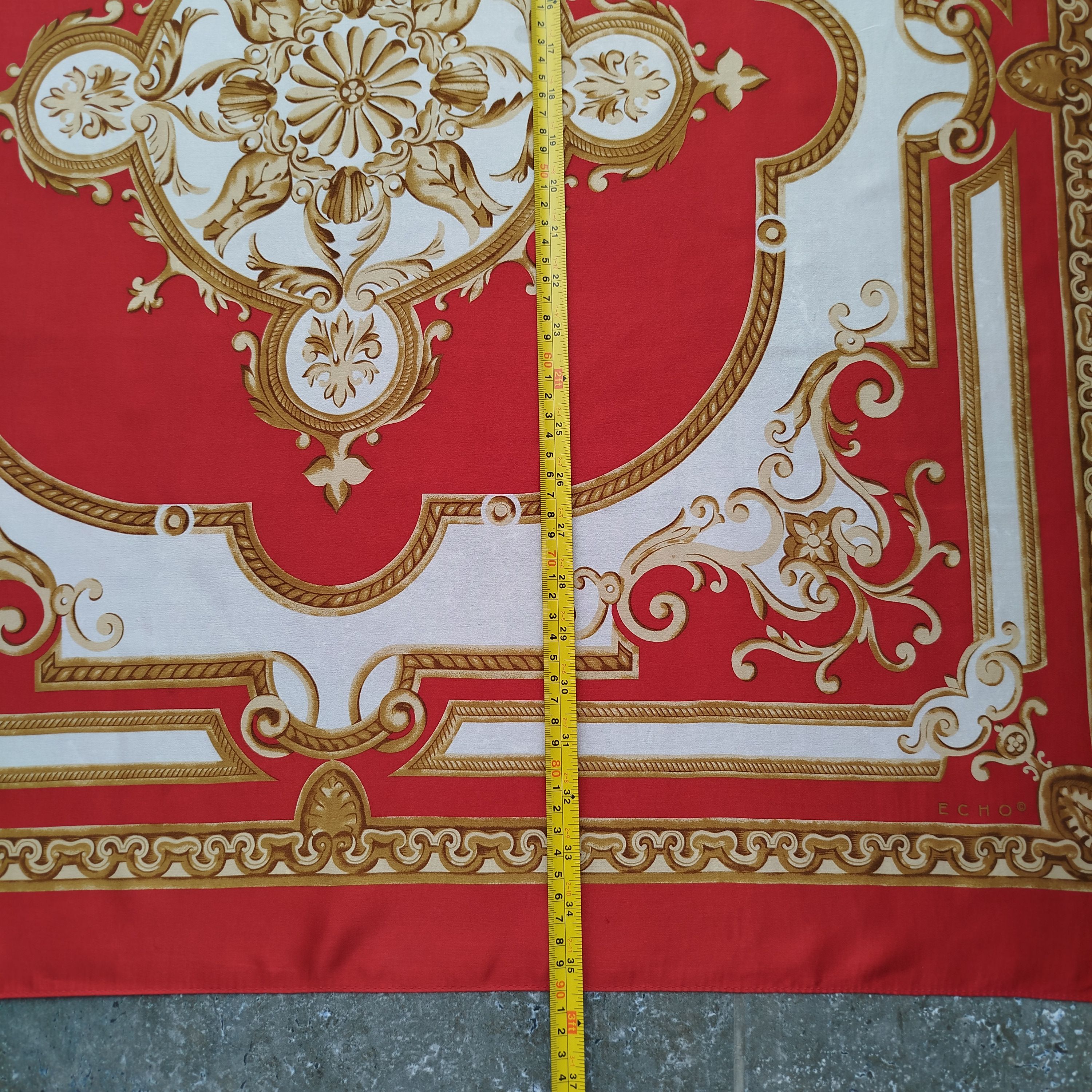 Vintage ECHO Square Scarf Baroque Scroll Japan 100% Silk Vintgae Size ONE SIZE - 11 Thumbnail