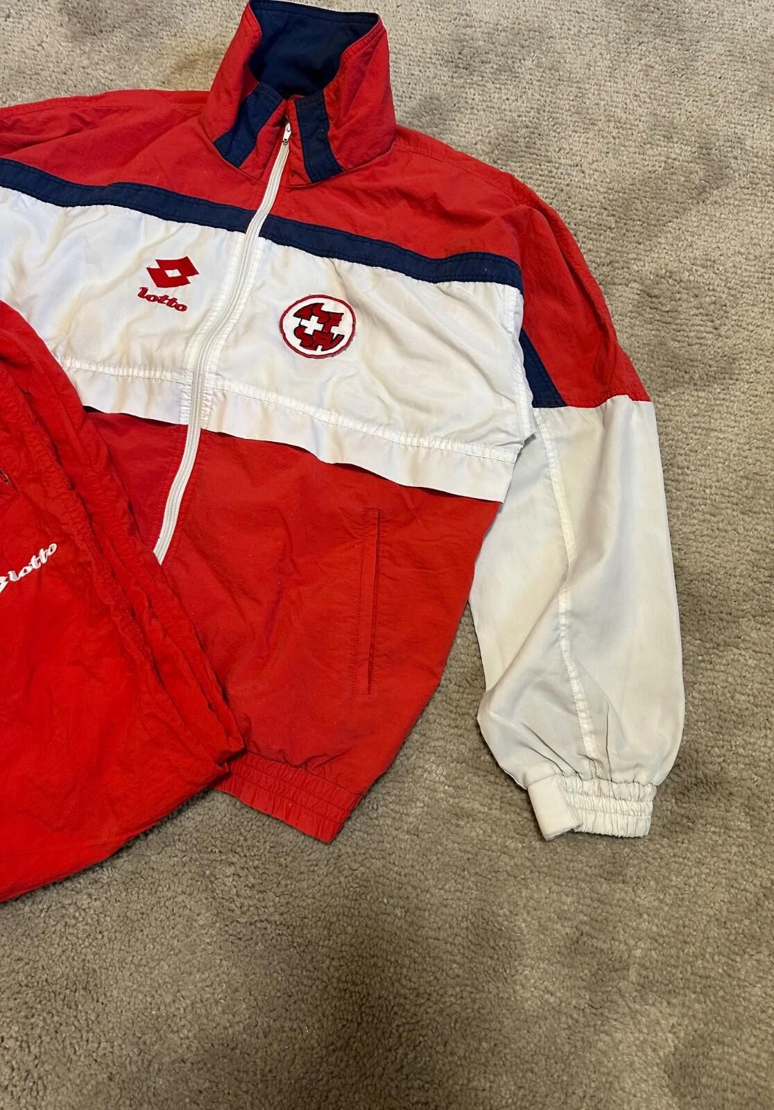 Lotto Sport SWITZERLAND 90s HOME FOOTBALL SOCCER TRACK SUIT LOTTO sz L Size US L / EU 52-54 / 3 - 4 Thumbnail