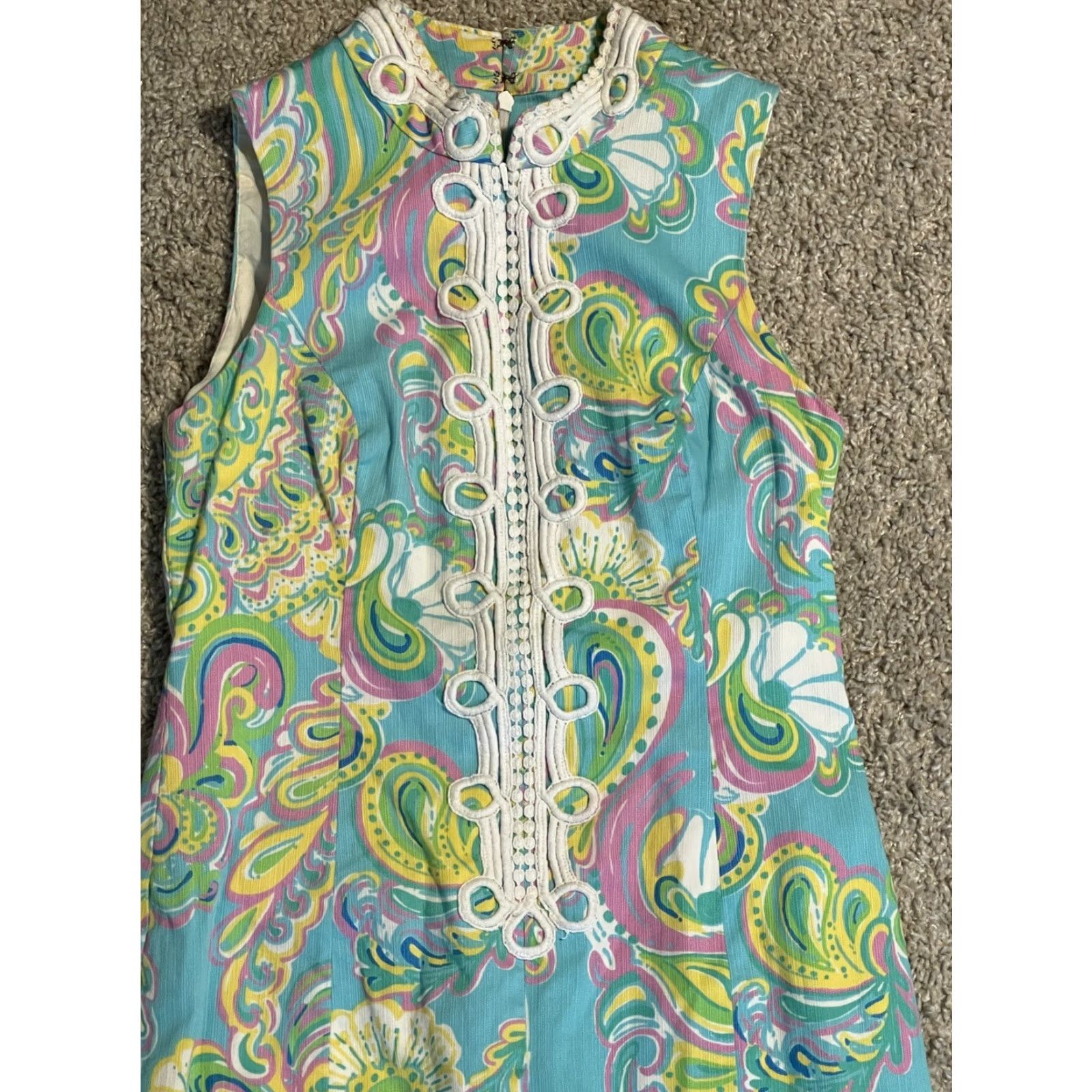 Lilly Pulitzer Lilly Pulitzer Alexa Shift Dress Shorely Blue Double Trouble Sz 4 Women Sleeveless Zip Short Multicolor USA Pattern 4 Size S / US 4 / IT 40 - 2 Thumbnail