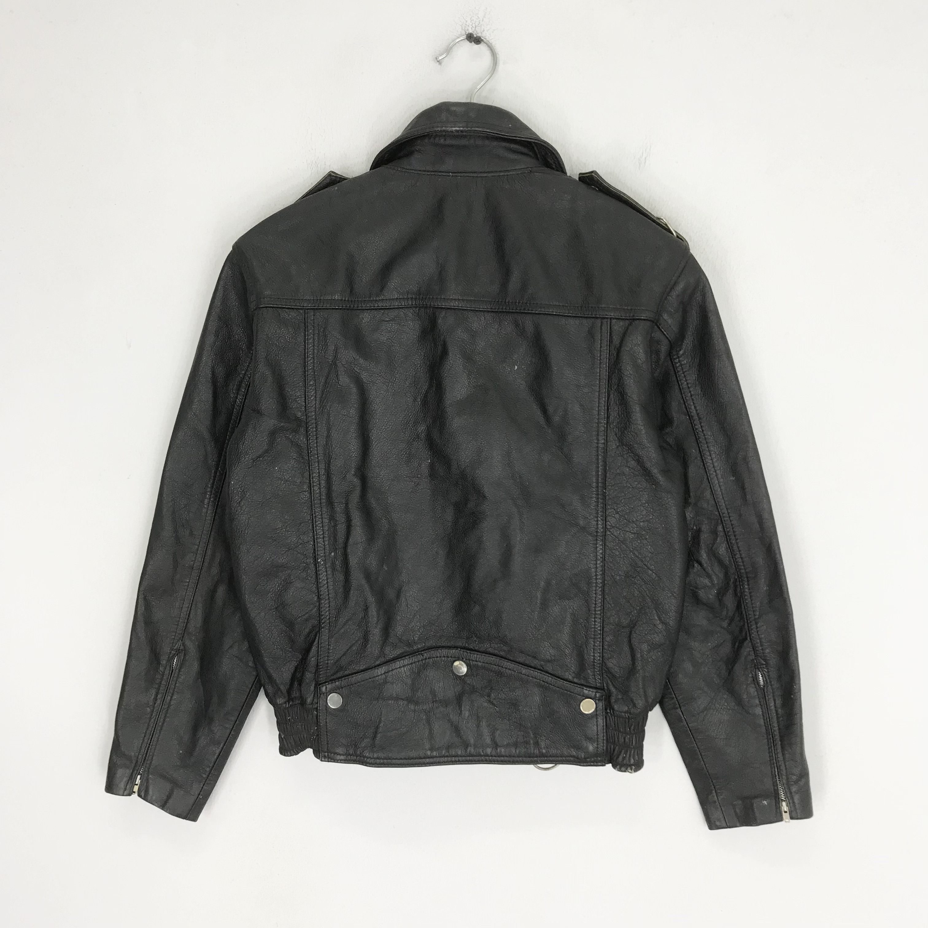 Japanese Brand × Vintage Vintage 90's Casual Leather Jacket Japan Black Double Collar Size US M / EU 48-50 / 2 - 2 Thumbnail