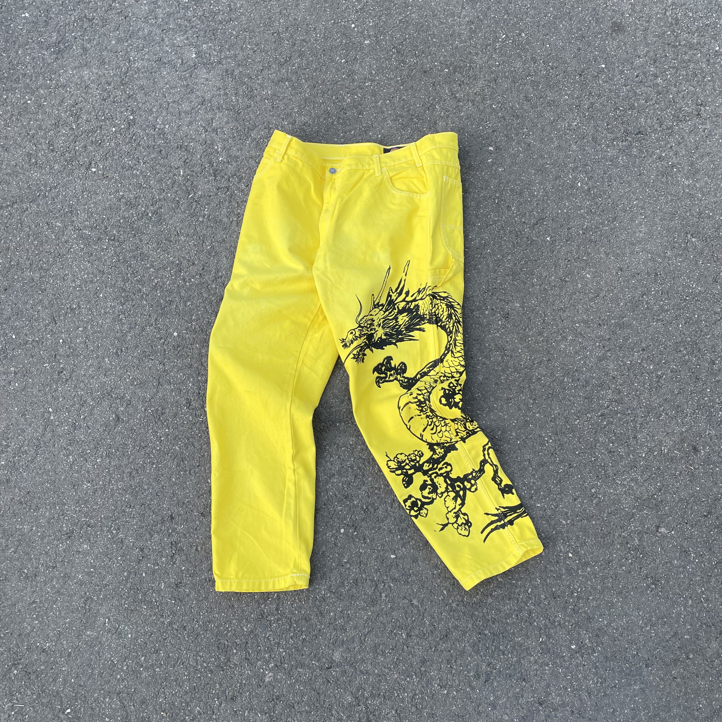 Dickies Dickies Custom Yellow Dragon Pants Graphic Bleach Wash Y2K Size US 38 / EU 54 - 1 Thumbnail