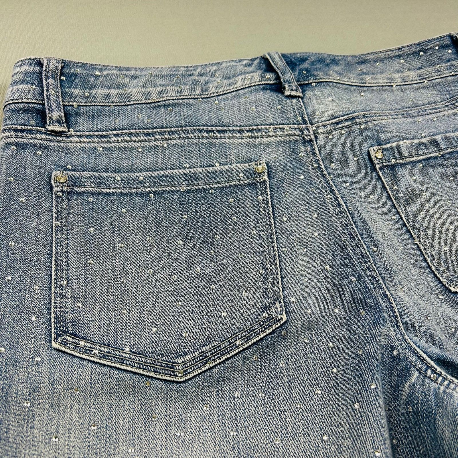 Vintage Y2K Cache Jeans All Over Rhinestone Studded Cropped Capri 6 Size 28" / US 6 / IT 42 - 9 Thumbnail