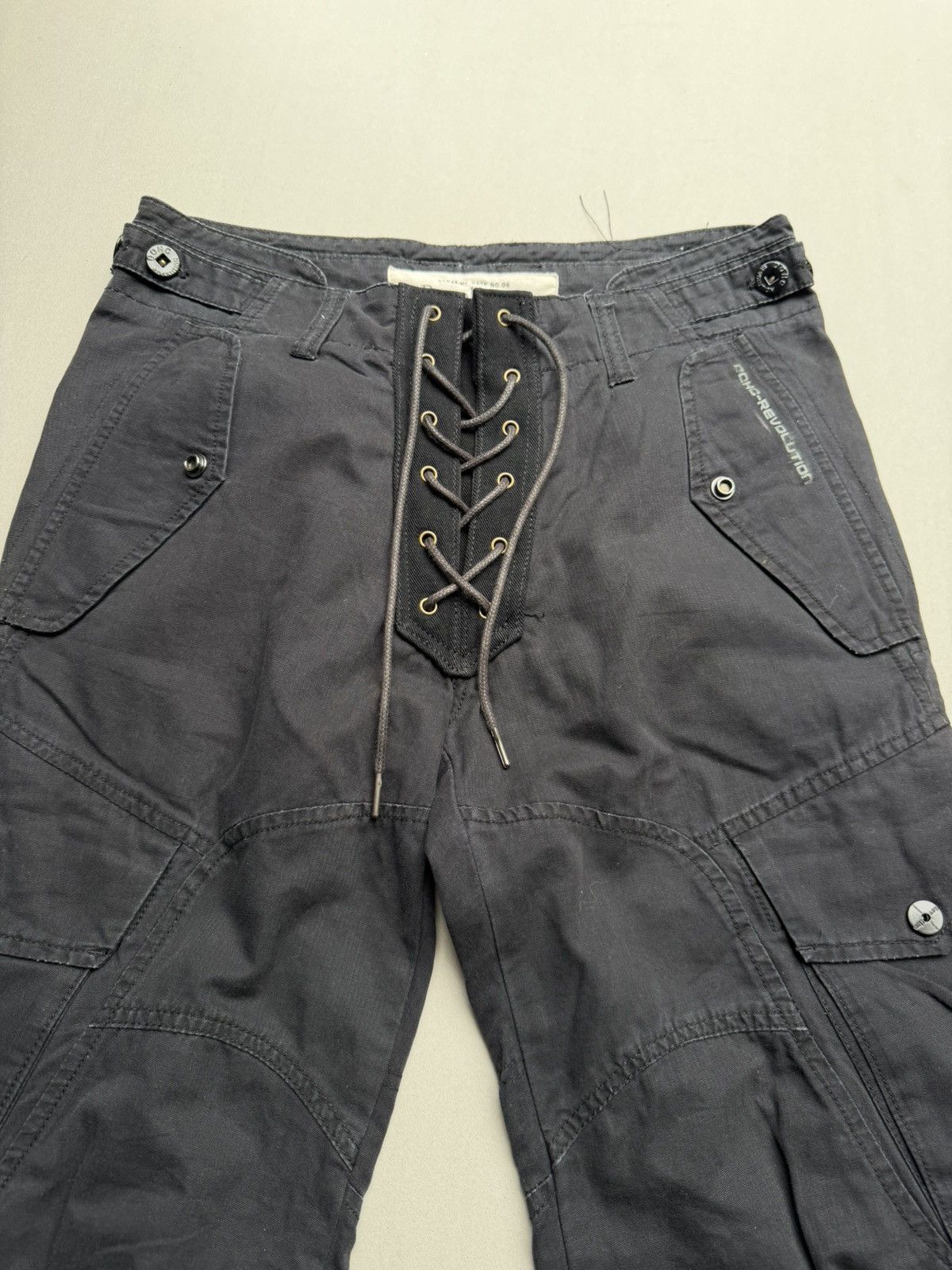 Japanese Brand Lace up flare cargo pants Size US 29 - 2 Thumbnail