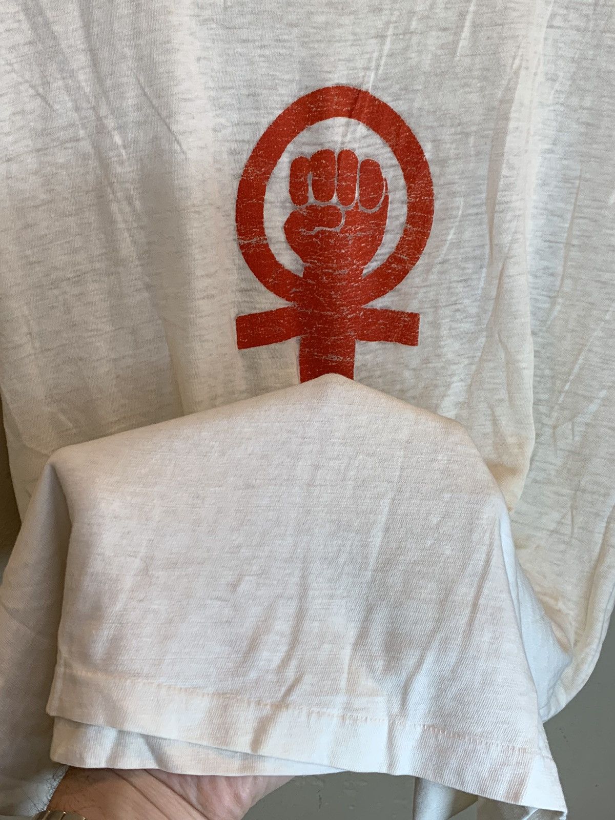 Vintage RARE Vintage 60’s Feminist Power Fist Equality Protest Shirt Size US L / EU 52-54 / 3 - 4 Thumbnail