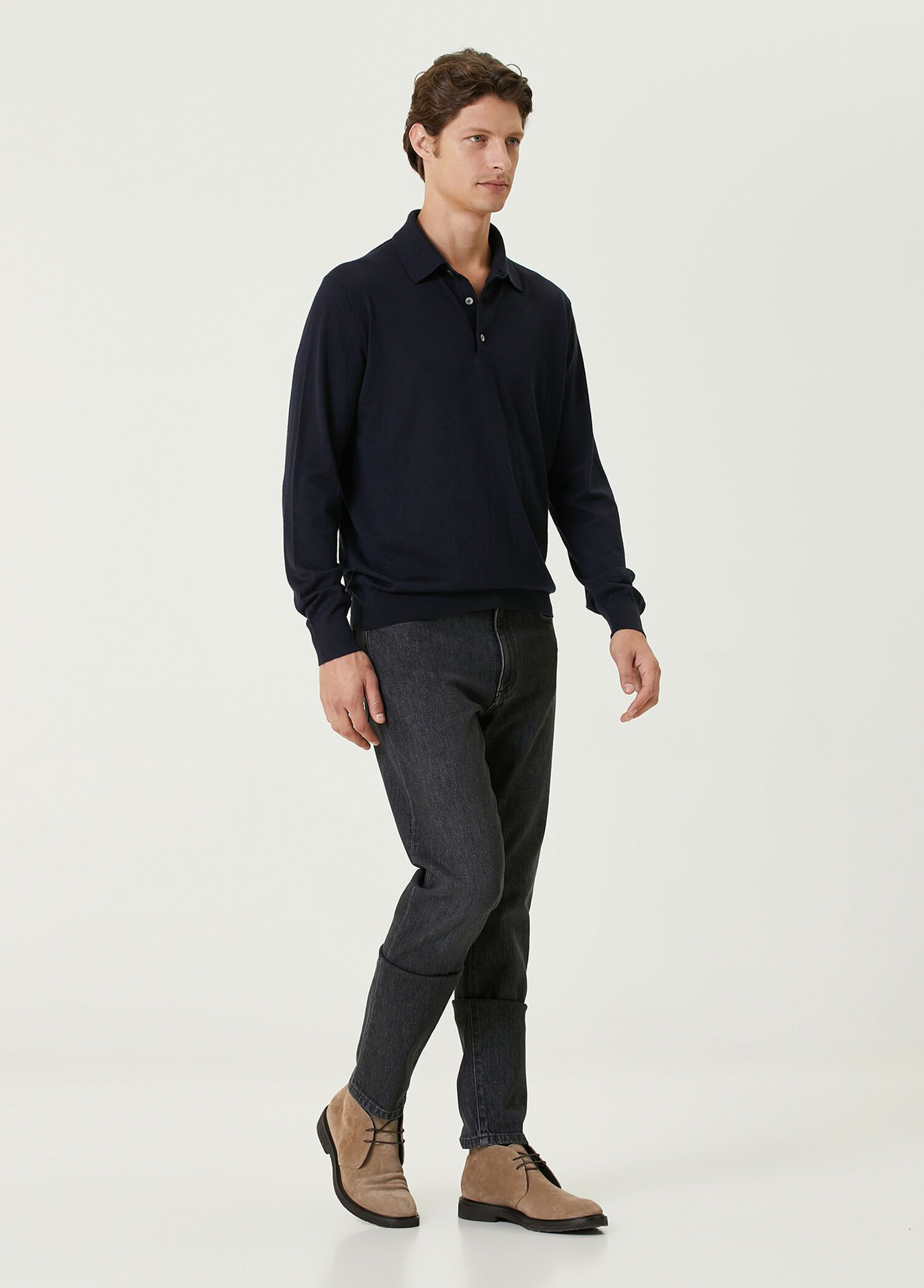 Ermenegildo Zegna ZEGNA navy blue Cashseta cashmere silk polo sweater Large Size US L / EU 52-54 / 3 - 2 Thumbnail