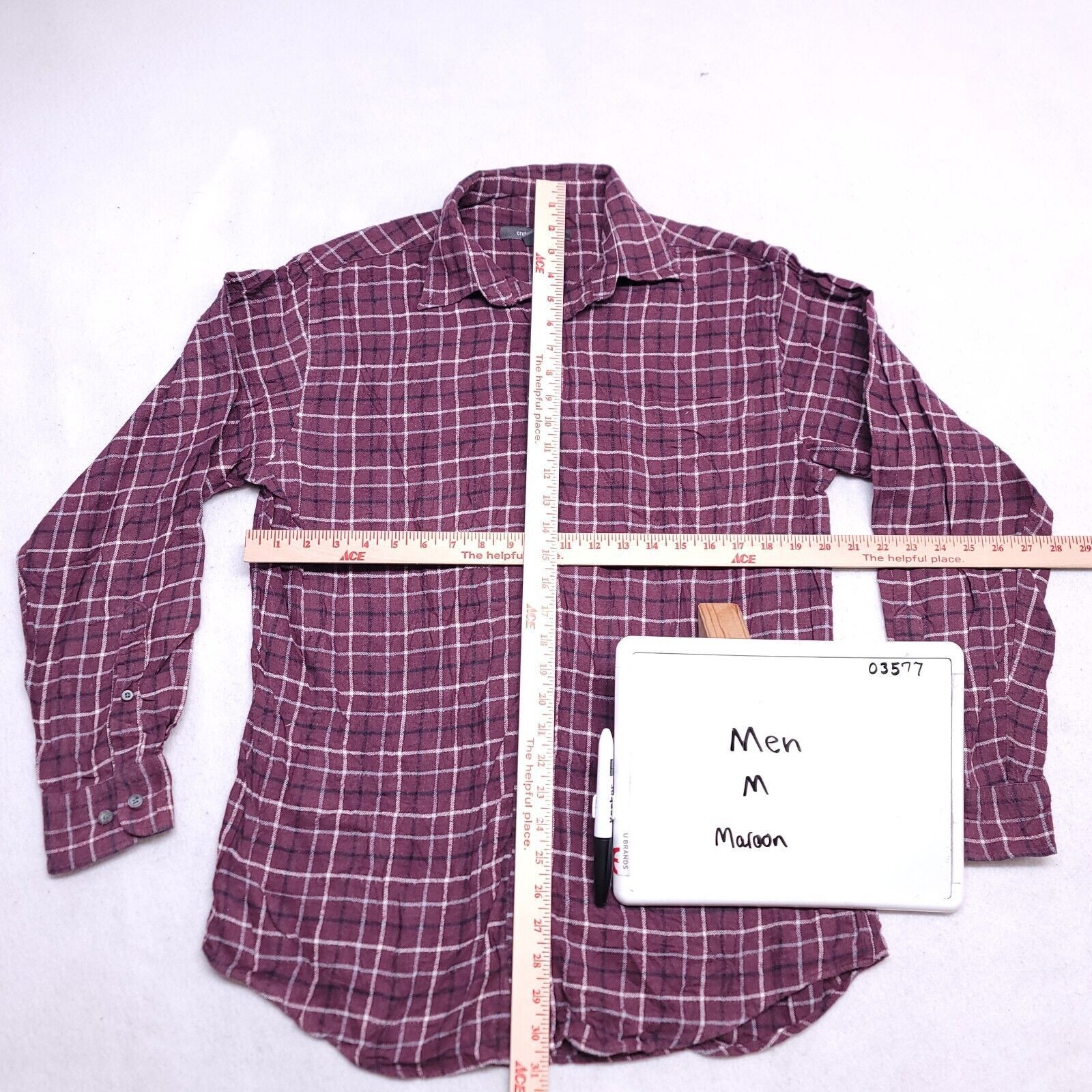 Croft & Barrow Croft & Barrow Windowpane Flannel Shirt Mens Size M Maroon Size US M / EU 48-50 / 2 - 6 Thumbnail