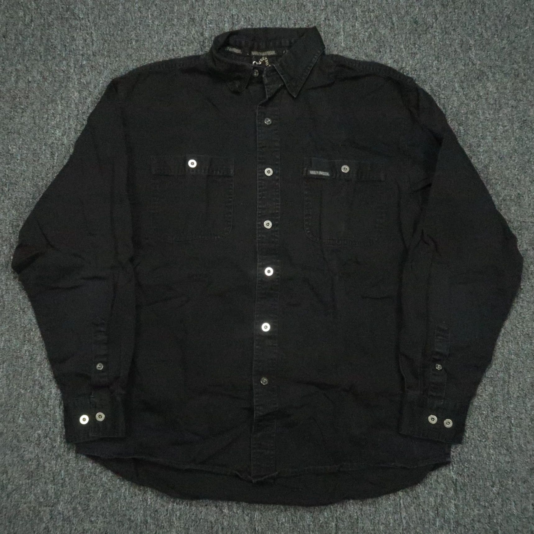 Harley Davidson VINTAGE Harley-Davidson Shirt Mens Large Black Eagle Patriotic USA Long Sleeve Button-Up Size US L / EU 52-54 / 3 - 2 Thumbnail